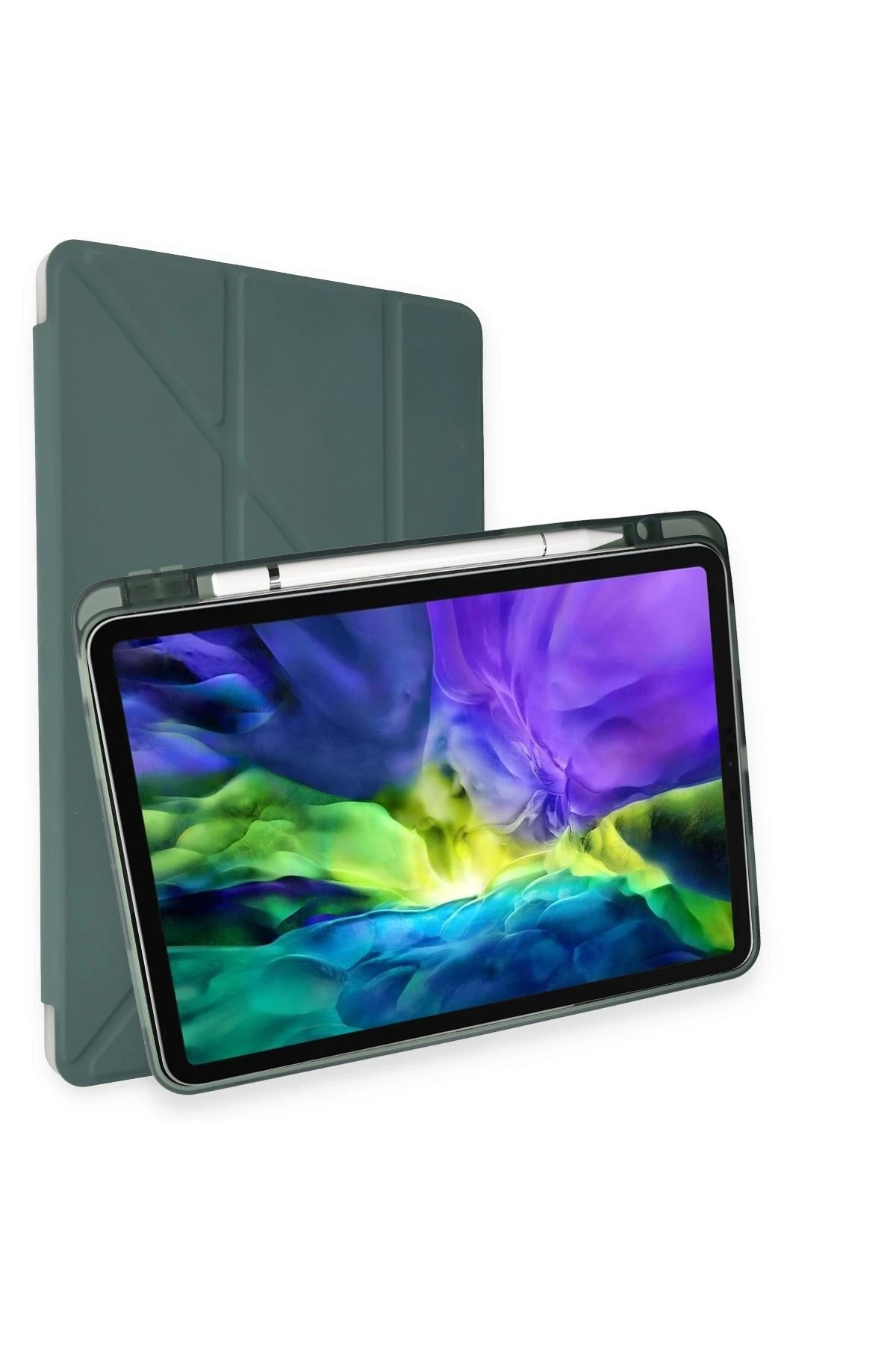 Newface iPad Pro 11 (2021) Kılıf Kalemlikli Hugo Tablet Kılıfı - Koyu Yeşil