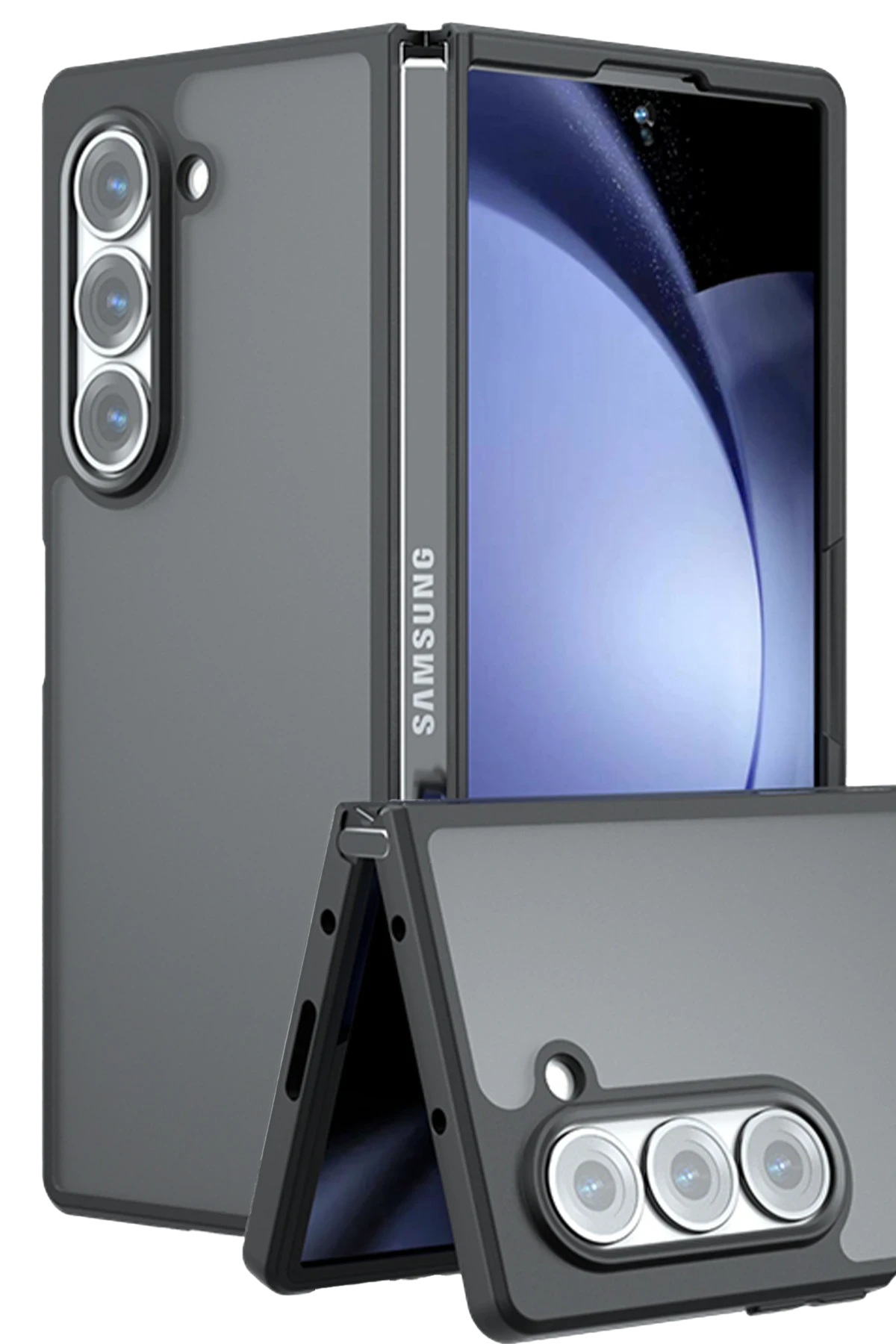 Newface Samsung Galaxy Z Fold 5 Kılıf Blur Fold Kapak - Mat Siyah