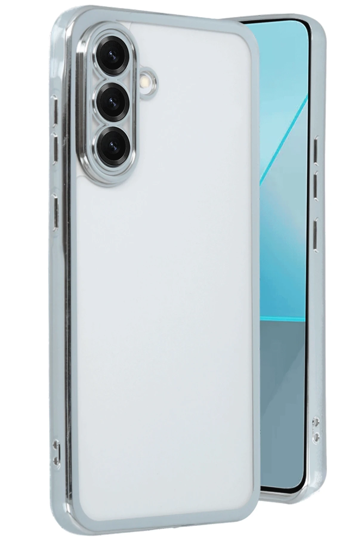 Newface Samsung Galaxy A56 Kılıf Razer Lensli Silikon - Gümüş