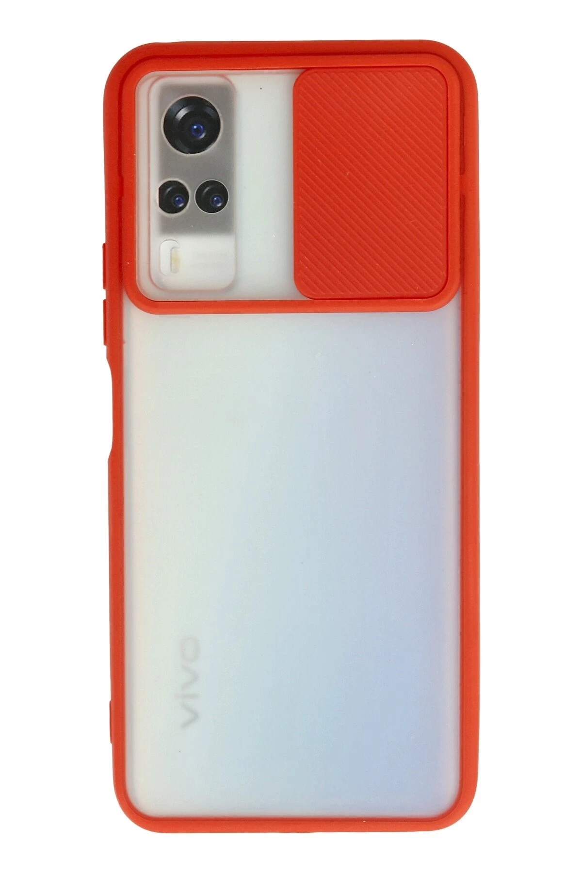 Newface Vivo Y53S Kılıf Palm Buzlu Kamera Sürgülü Silikon - Kırmızı