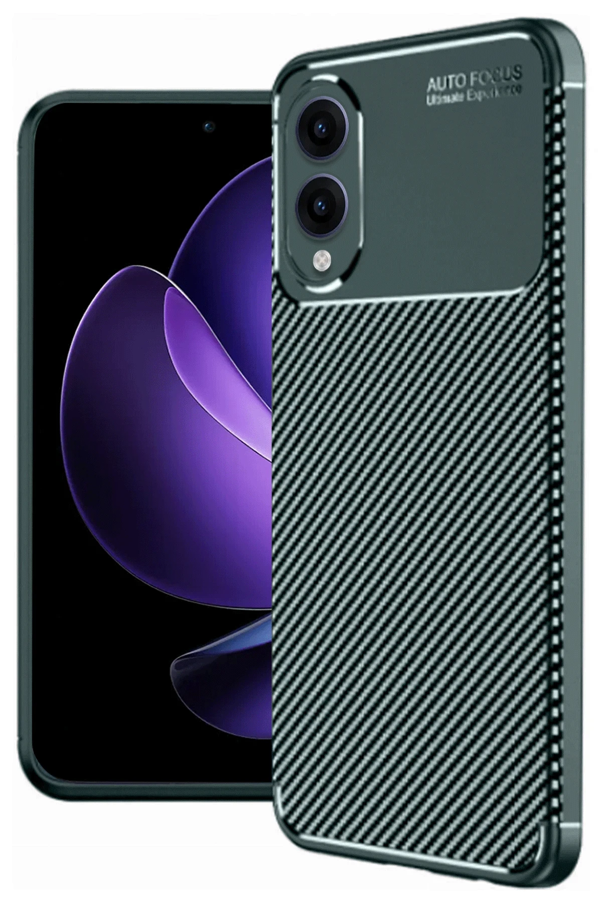 Newface Samsung Galaxy S25 Edge Kılıf Auto Focus Karbon Kapak - Koyu Yeşil