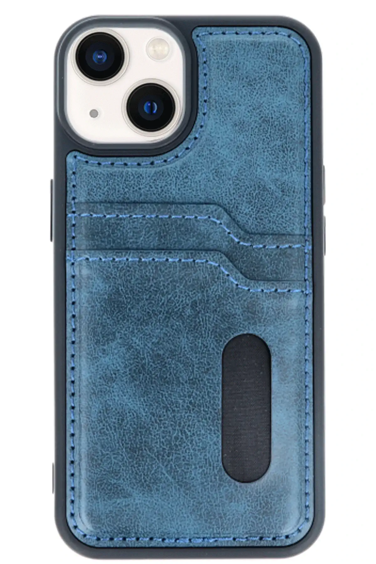 Newface iPhone 14 Kılıf Sara Kartvizitli Deri Kılıf - Lacivert