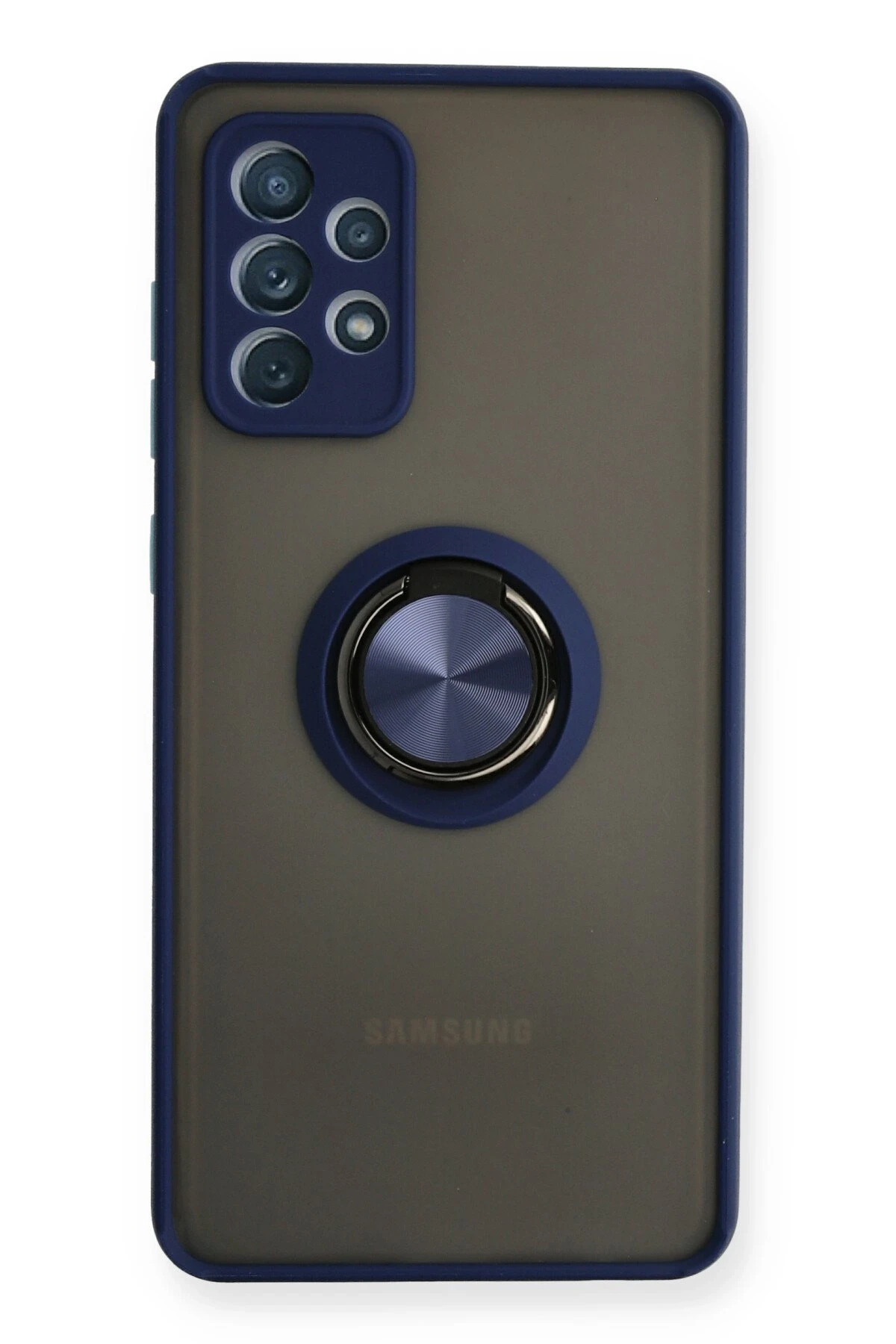 Newface Samsung Galaxy A32 Kılıf Montreal Yüzüklü Silikon Kapak - Lacivert