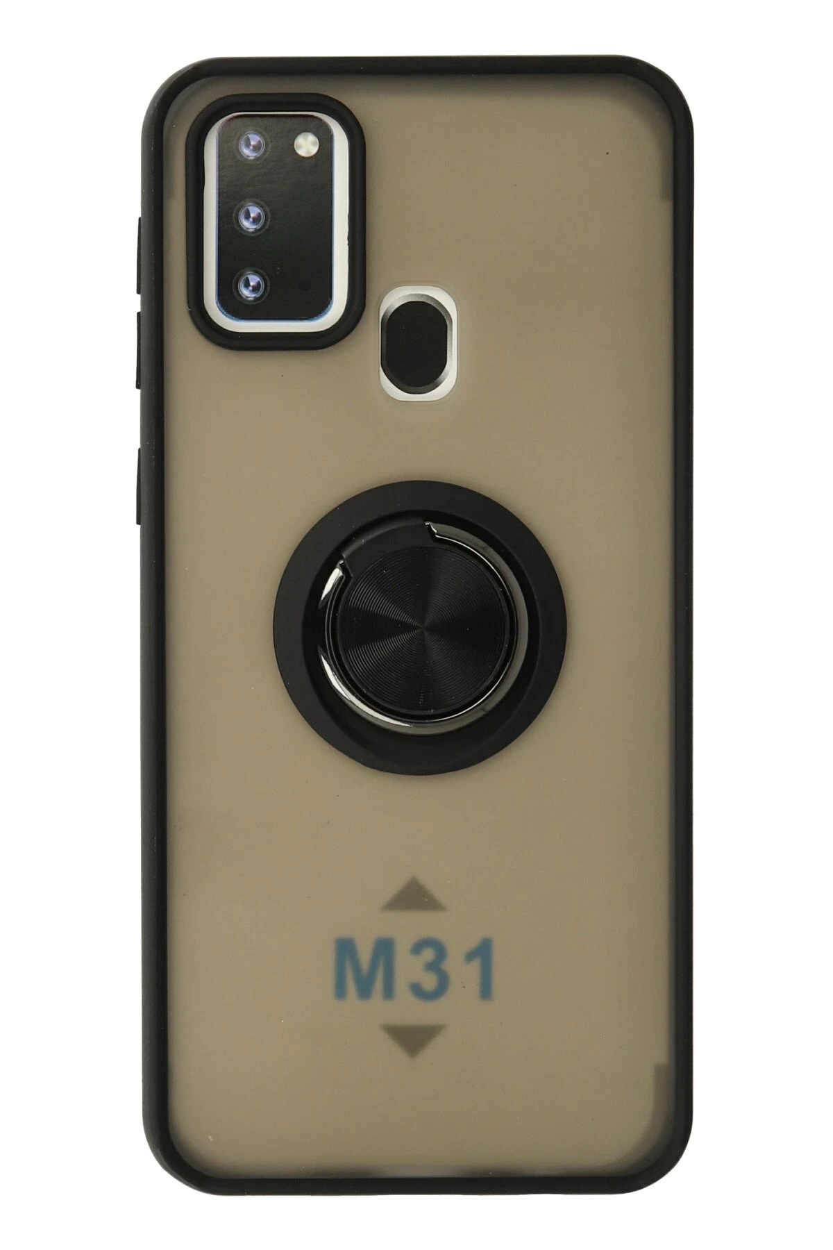 Newface Samsung Galaxy M31 Kılıf Montreal Yüzüklü Silikon Kapak - Siyah