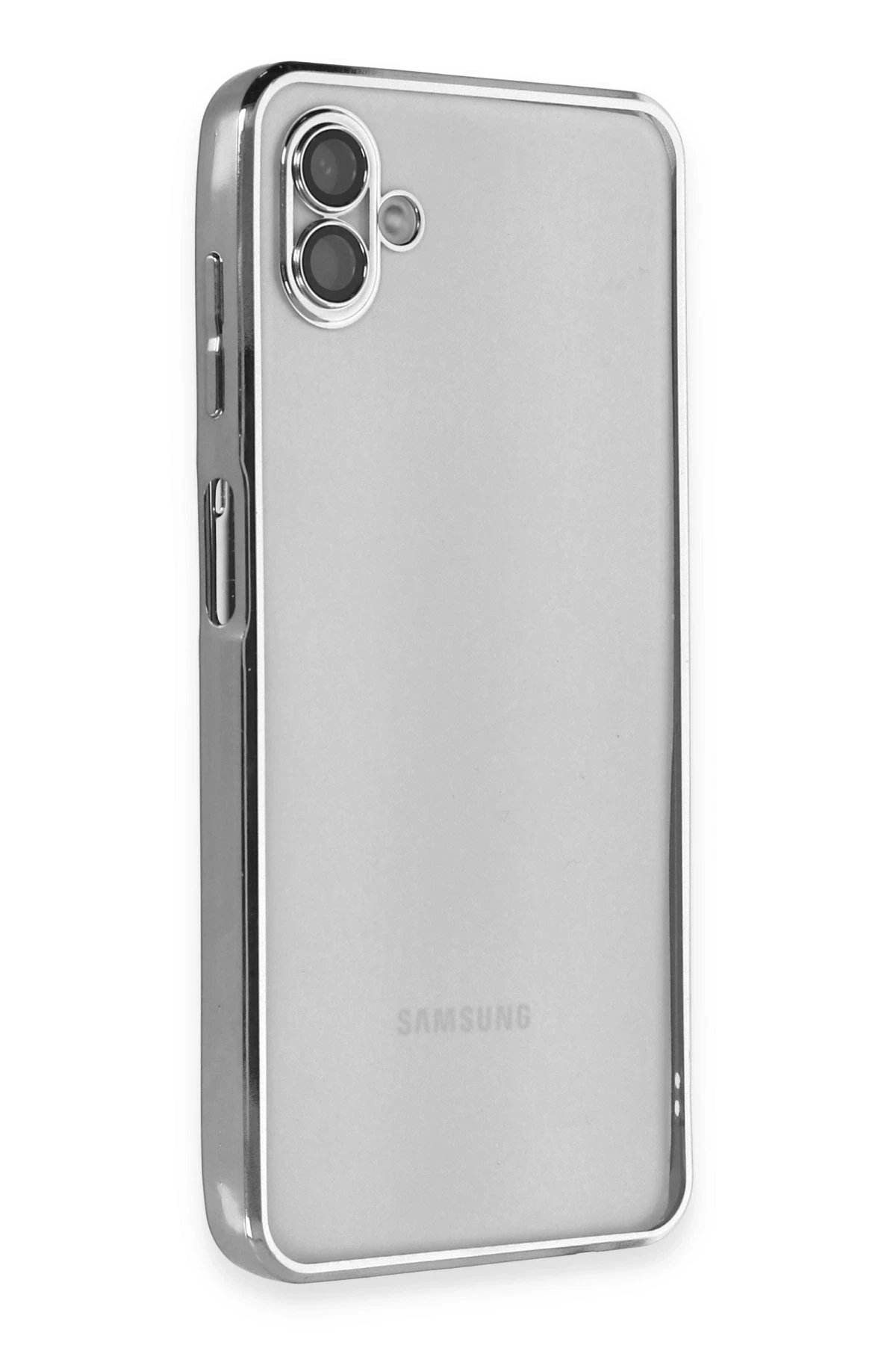 Newface Samsung Galaxy A04 Kılıf Razer Lensli Silikon - Gümüş
