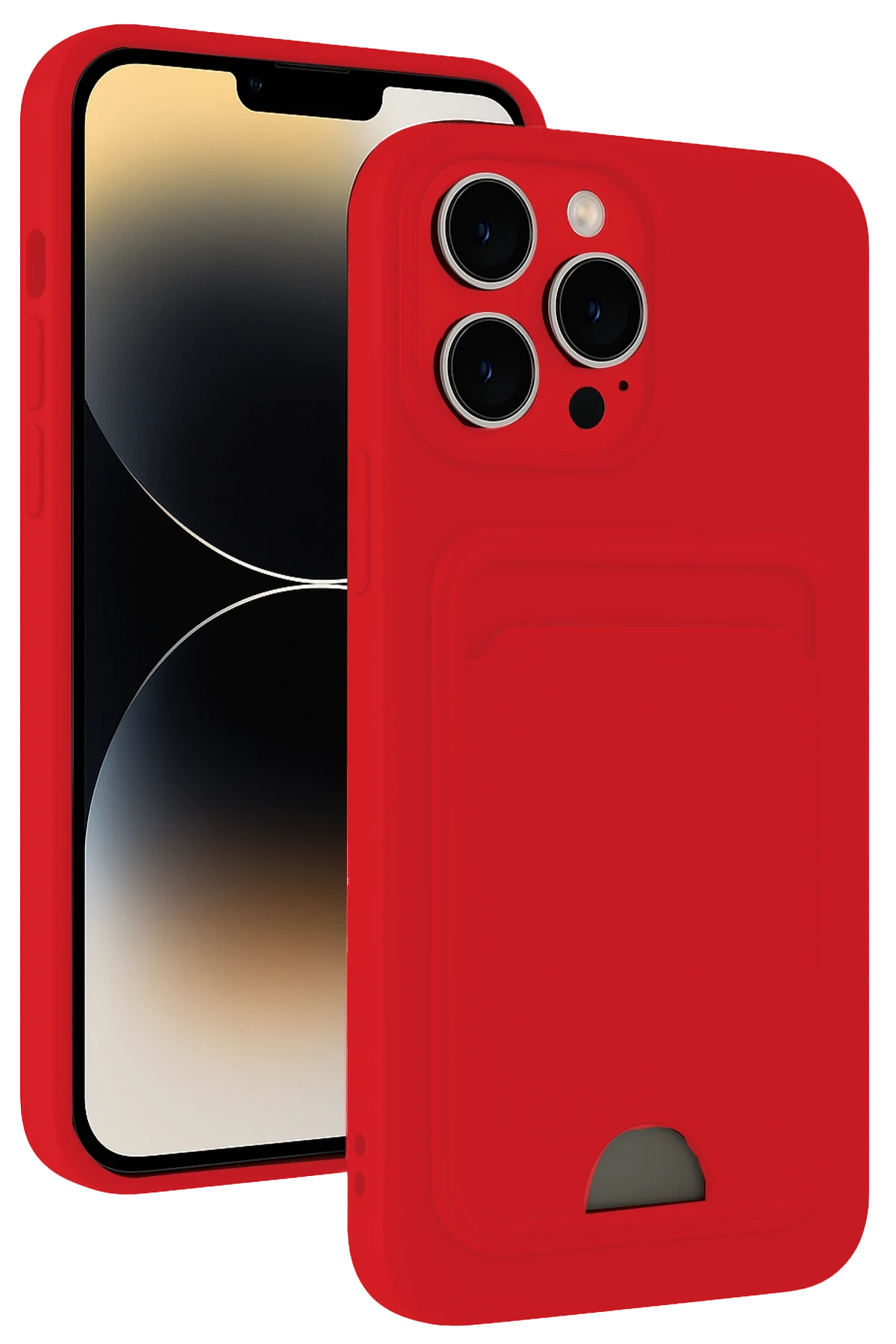 Newface iPhone 15 Pro Max Kılıf Kelvin Kartvizitli Silikon - Kırmızı