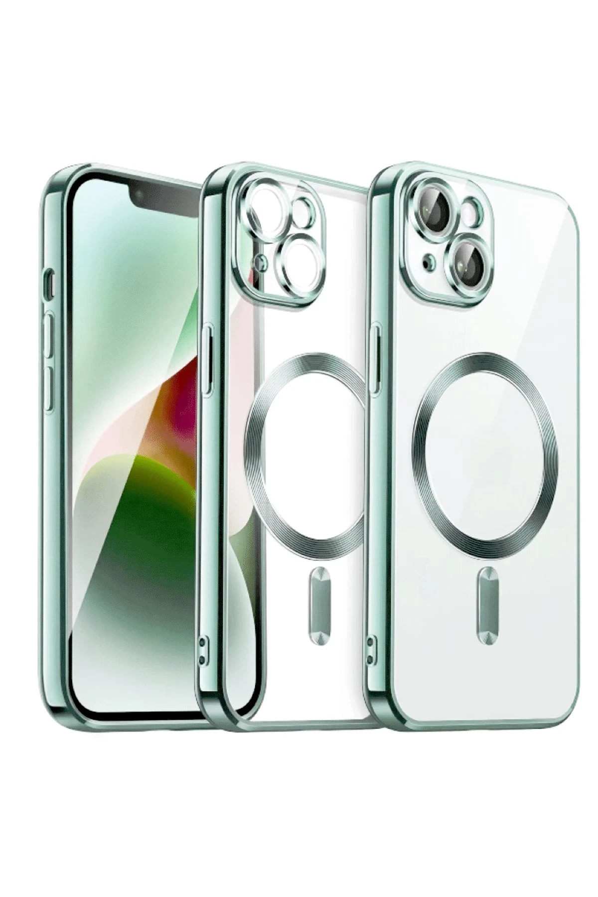 Newface iPhone 15 Kılıf Kross Magneticsafe Kapak - Açık Yeşil