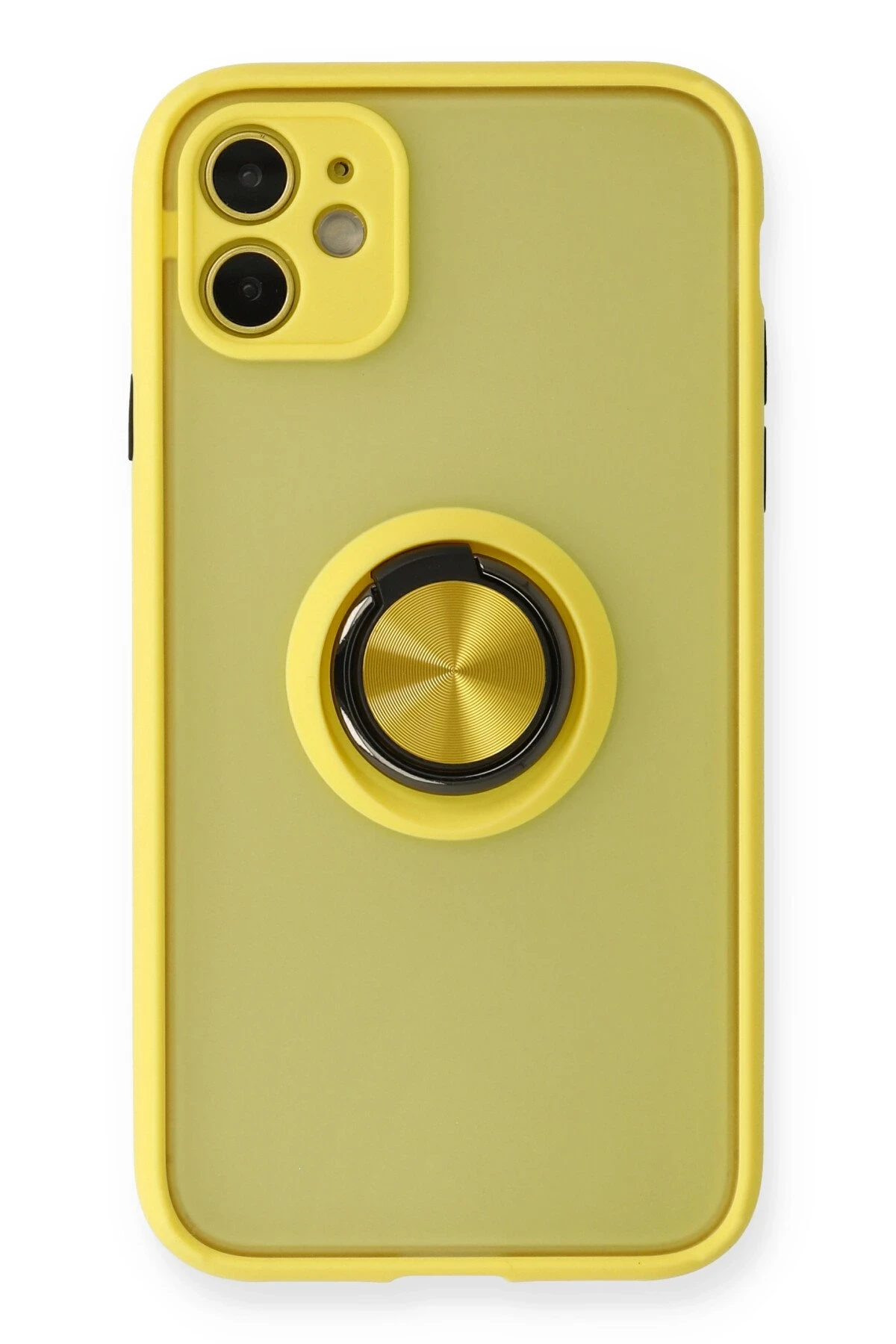 Newface iPhone 11 Kılıf Montreal Yüzüklü Silikon Kapak - Sarı