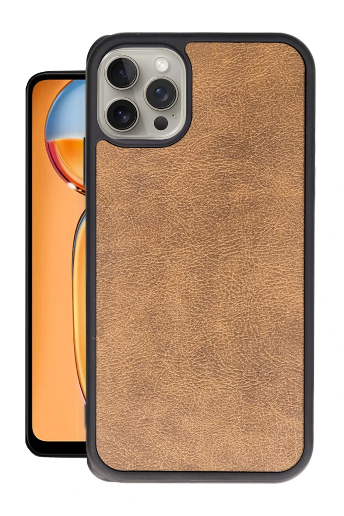 Newface iPhone 14 Pro Max Kılıf Aras Deri Kapak - Taba