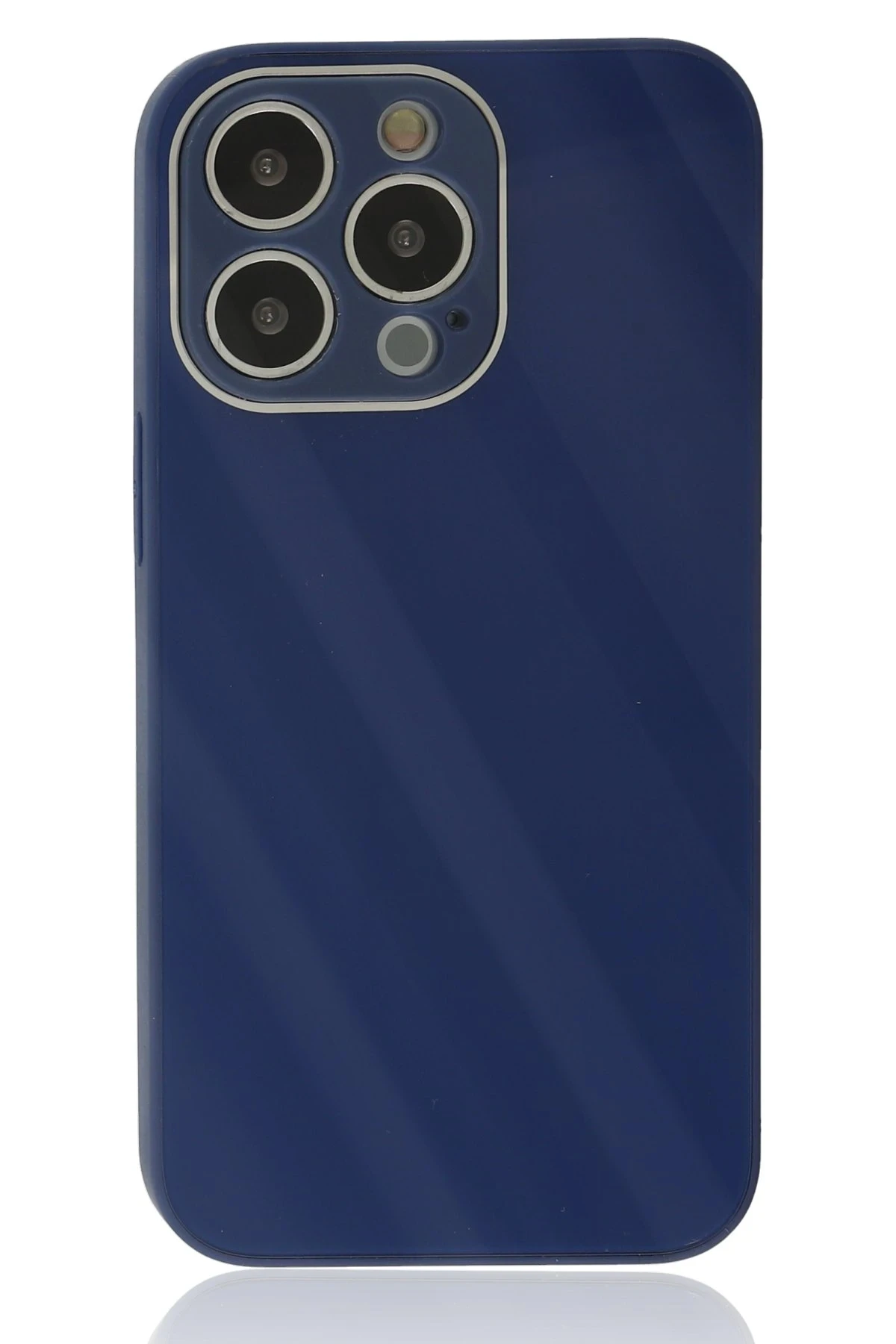 Newface iPhone 14 Pro Kılıf Glass Kapak - Lacivert