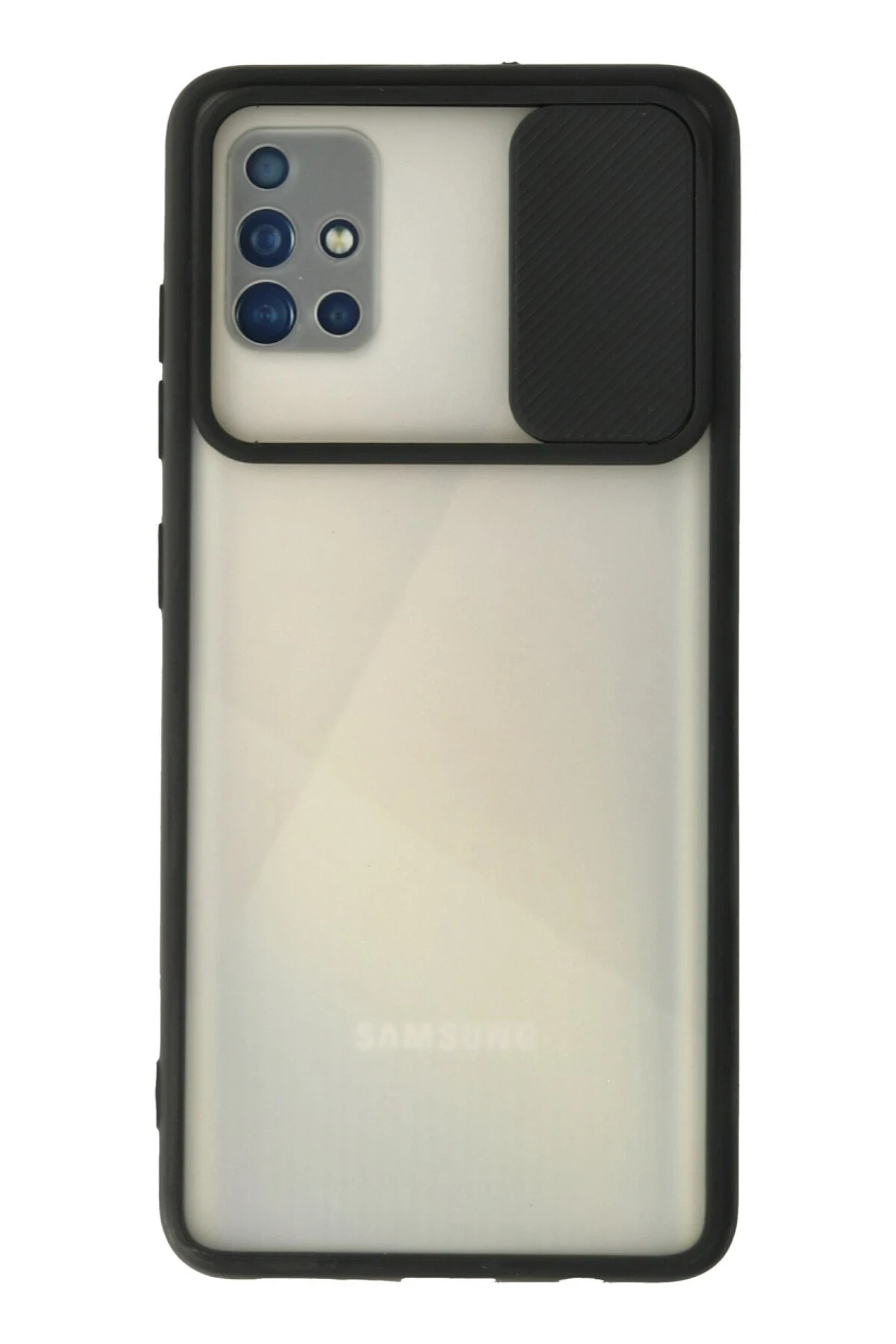 Newface Samsung Galaxy A71 Kılıf Palm Buzlu Kamera Sürgülü Silikon - Siyah