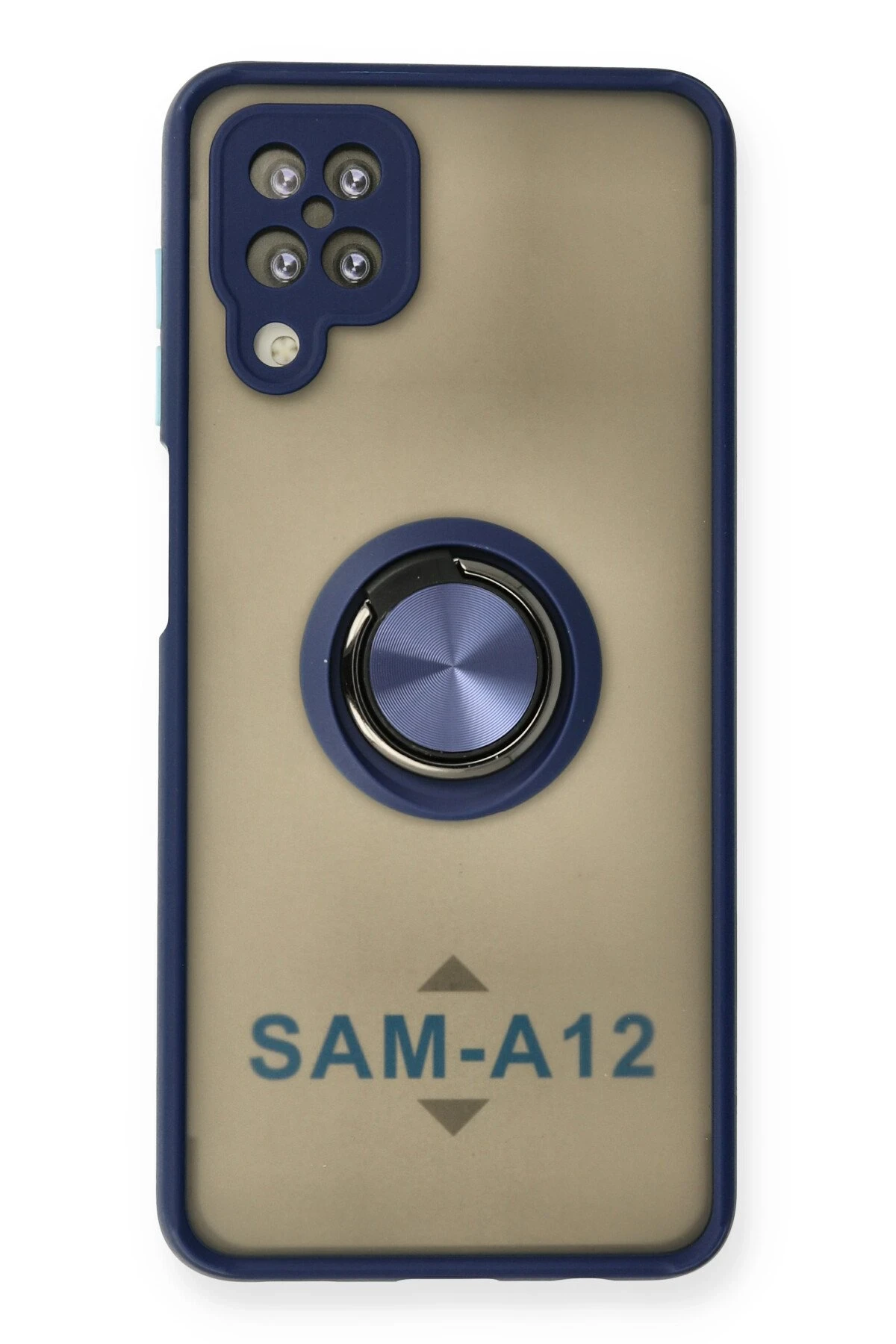 Newface Samsung Galaxy A12 Kılıf Montreal Yüzüklü Silikon Kapak - Lacivert