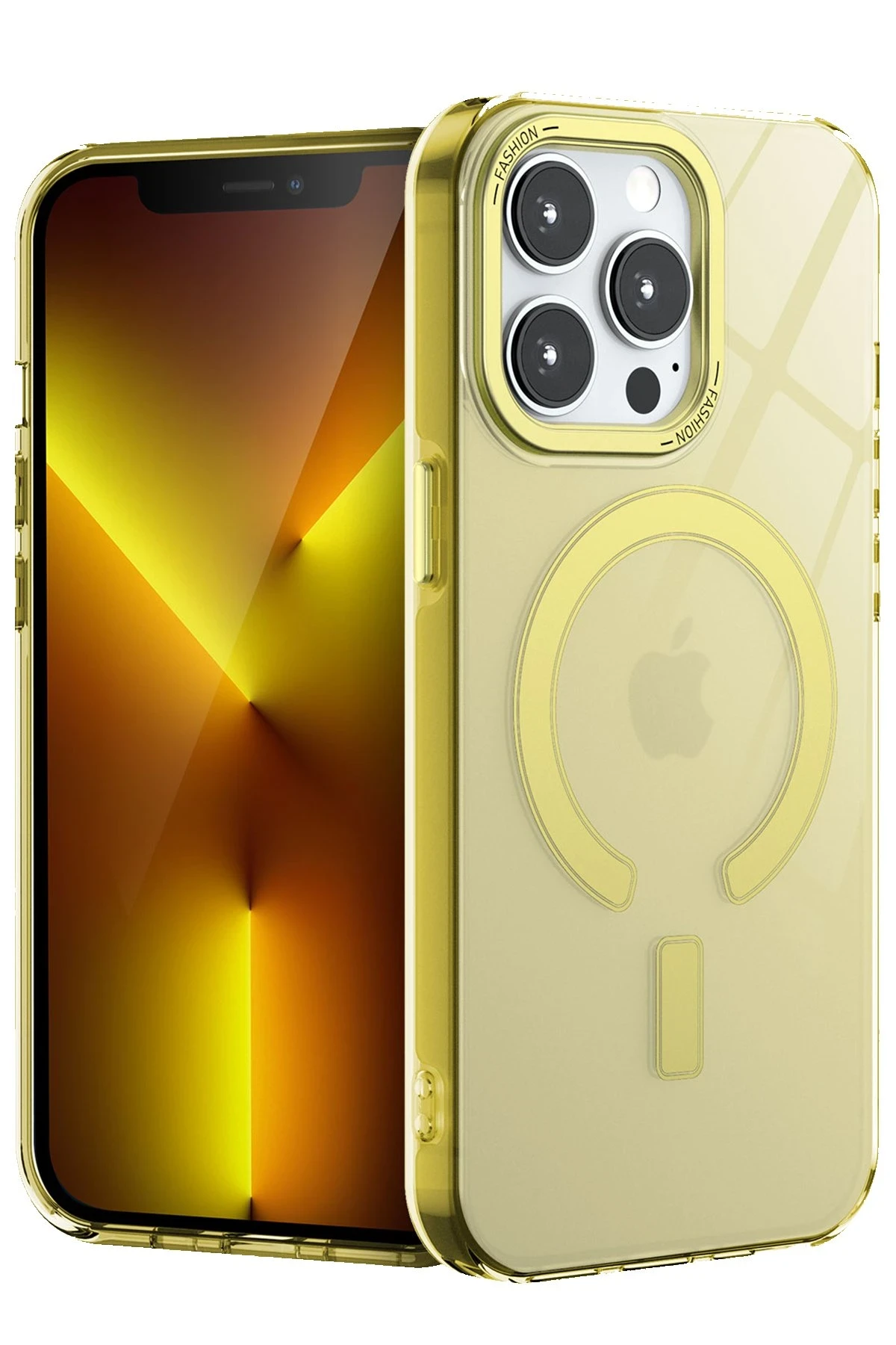 Newface iPhone 13 Pro Max Kılıf Troy Magsafe Kapak - Sarı