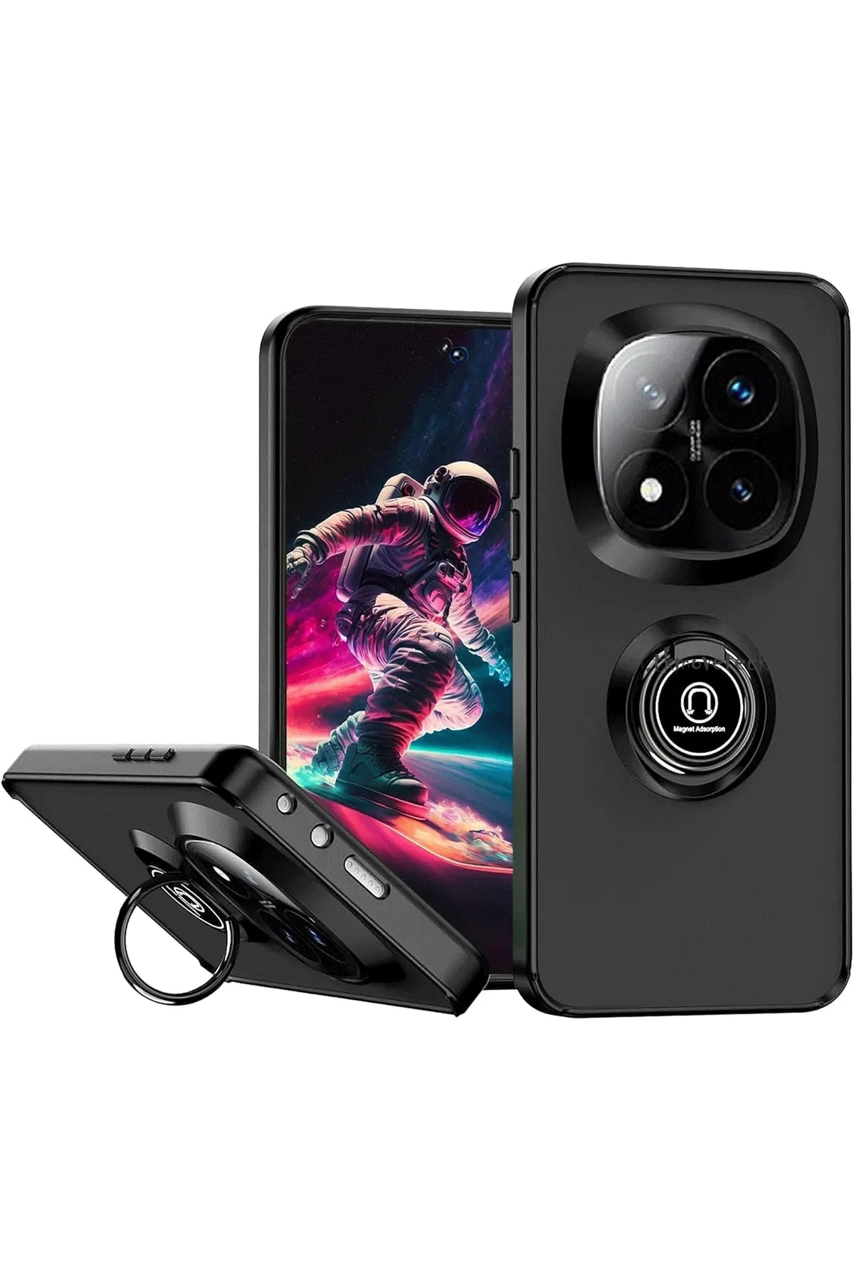 Newface Xiaomi Redmi Note 14 Pro 4G Kılıf Montreal Yüzüklü Silikon Kapak - Siyah