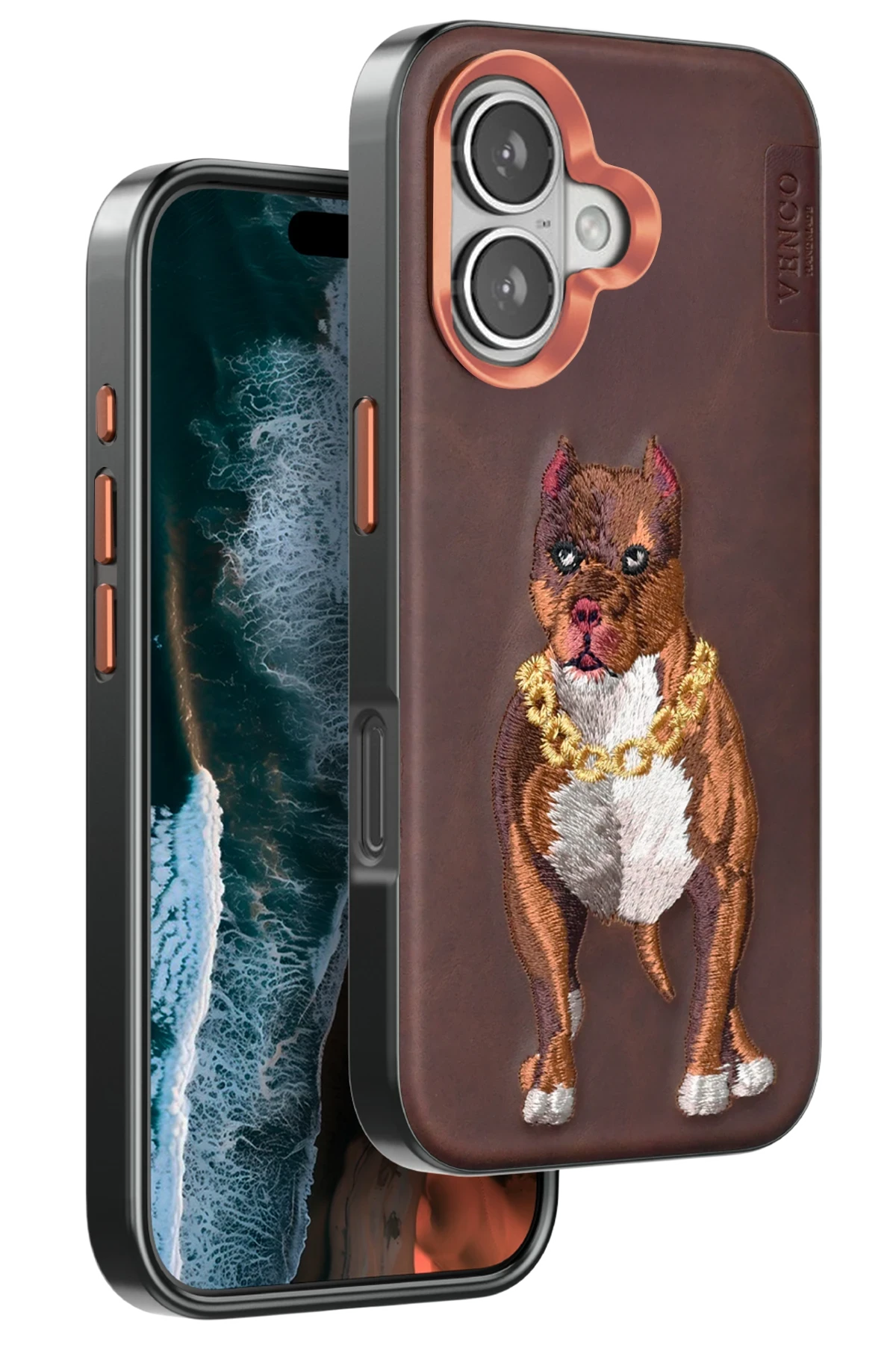 Venco iPhone 16 Perma Desenli Kapak - Kahverengi