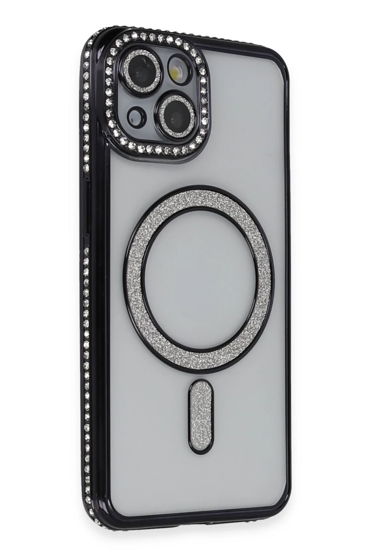 Newface iPhone 13 Kılıf Joke Simli Magneticsafe Kılıf - Siyah