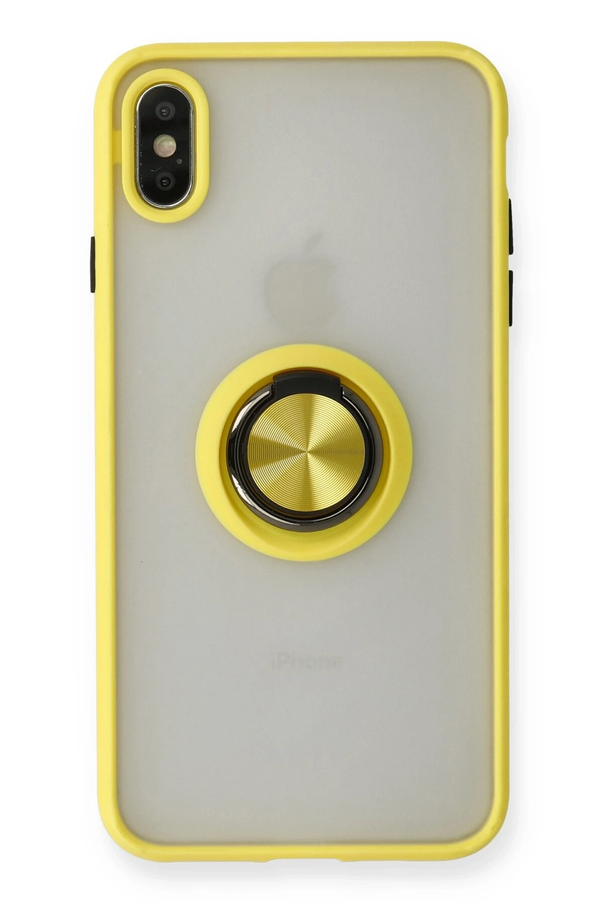 Newface iPhone XS Max Kılıf Montreal Yüzüklü Silikon Kapak - Sarı