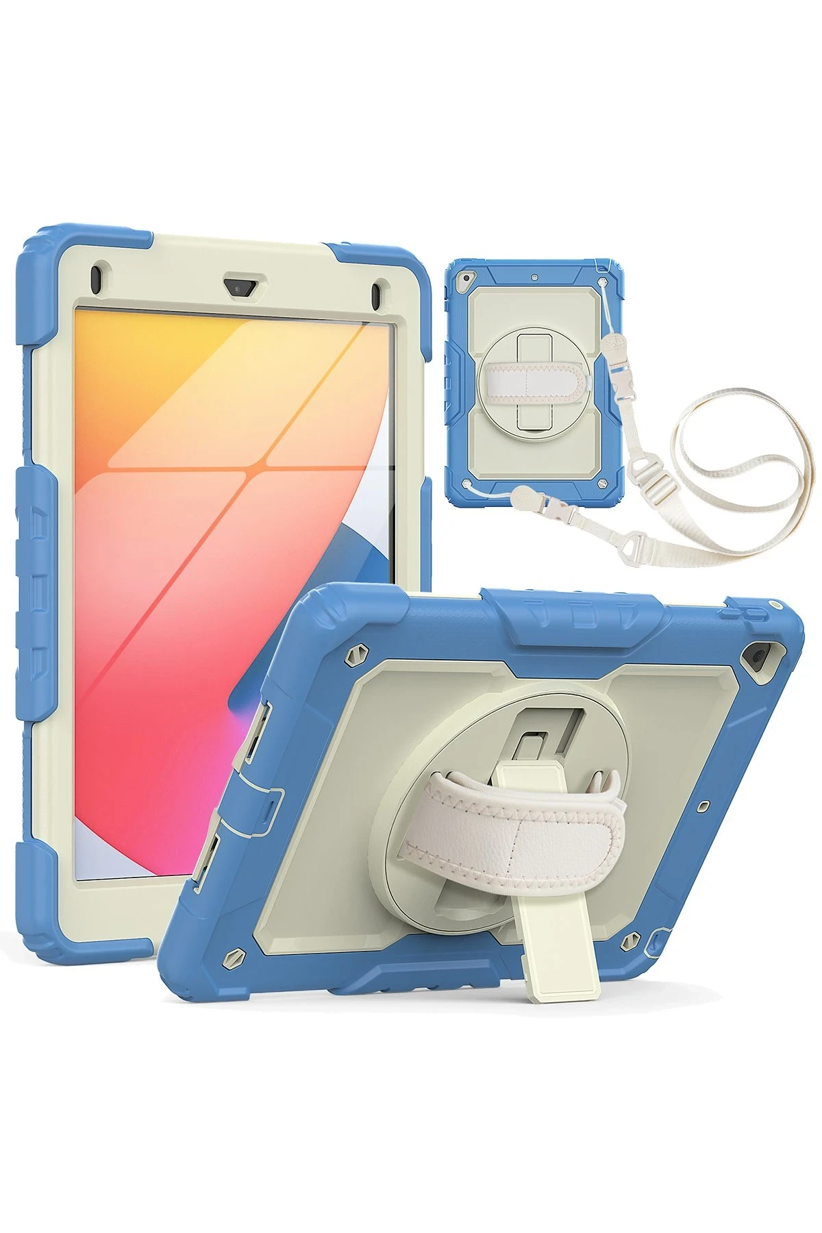Newface iPad 5 Air 9.7 Kılıf Strap New Tablet Kapak - Mavi
