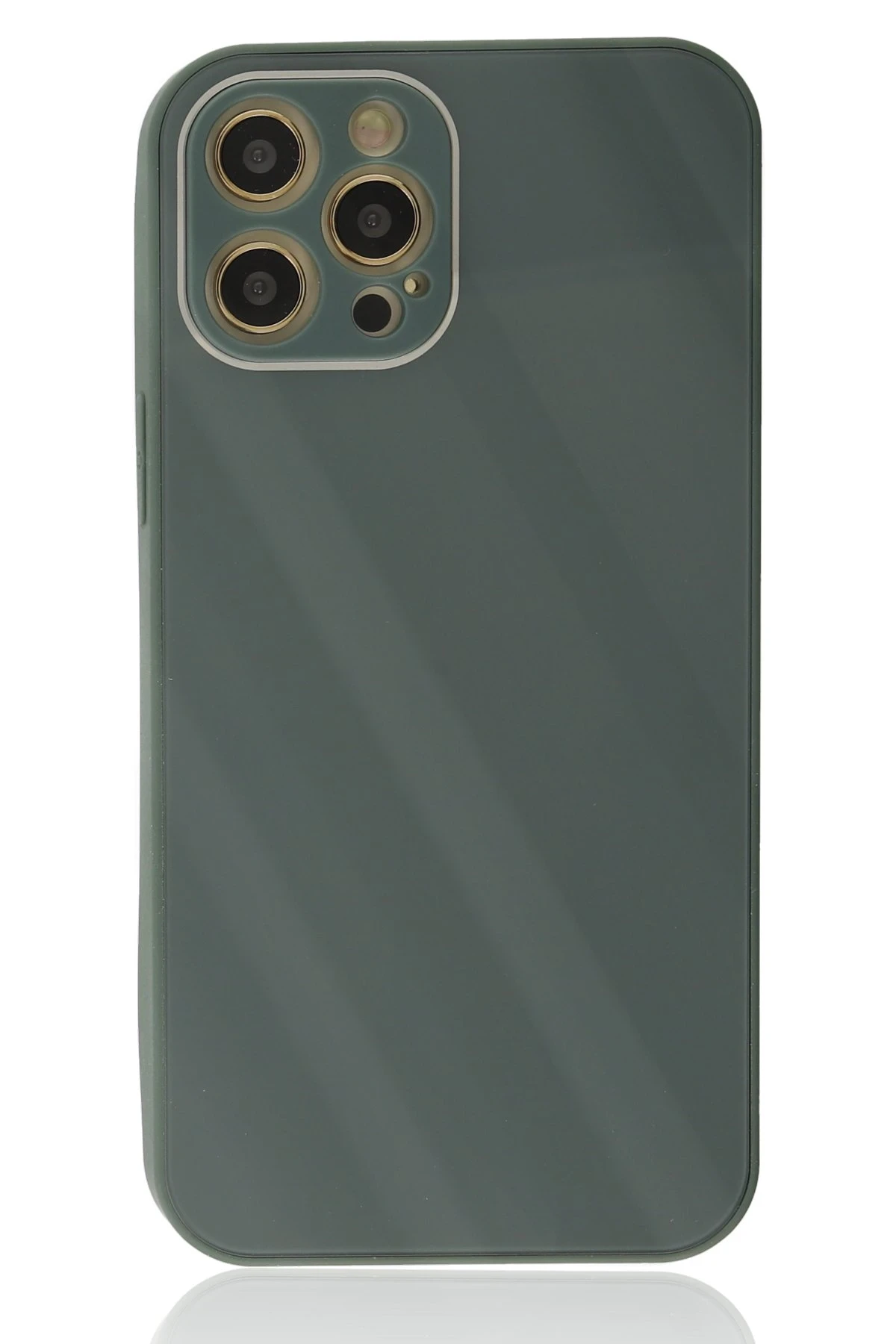 Newface iPhone 12 Pro Kılıf Glass Kapak - Koyu Yeşil