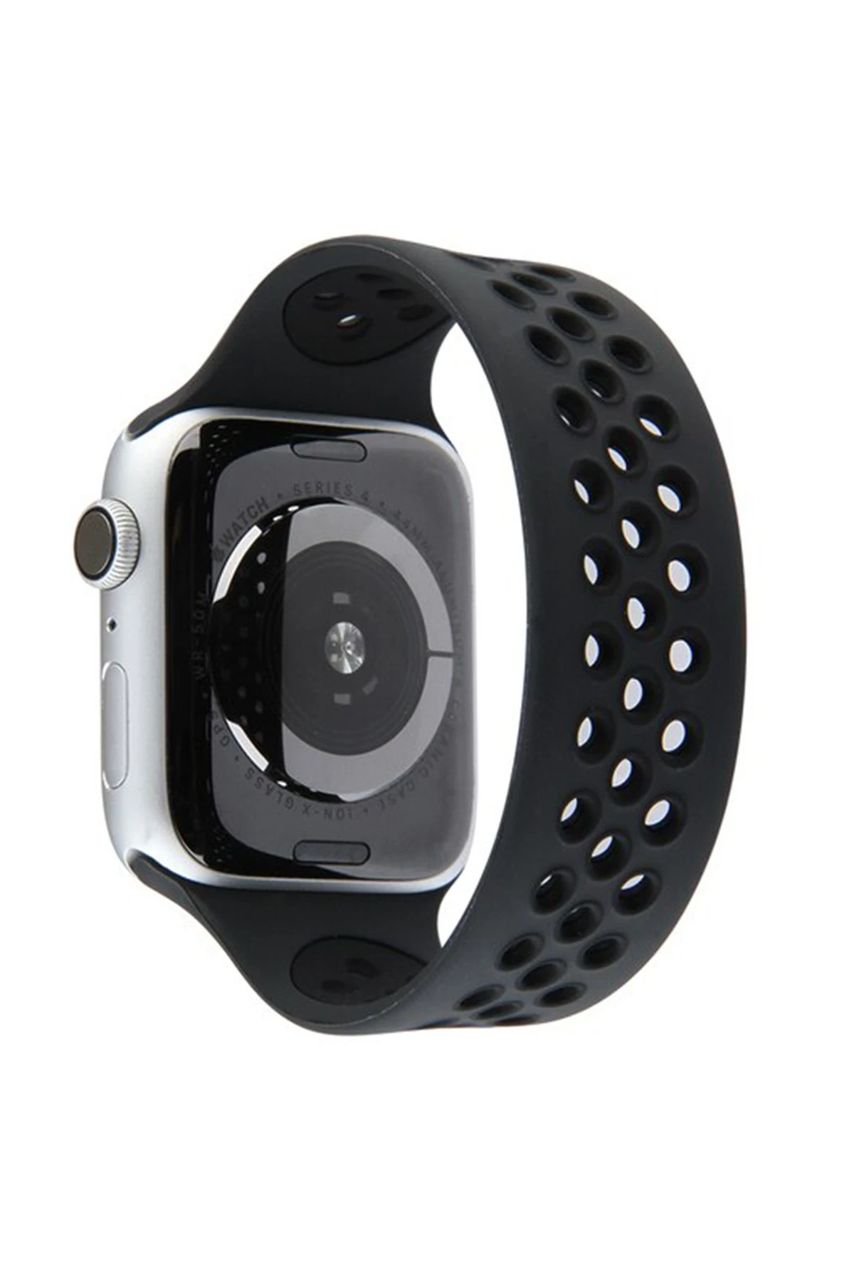 Newface Apple Watch 38mm Ayarlı Delikli Silikon Kordon - Siyah-Siyah