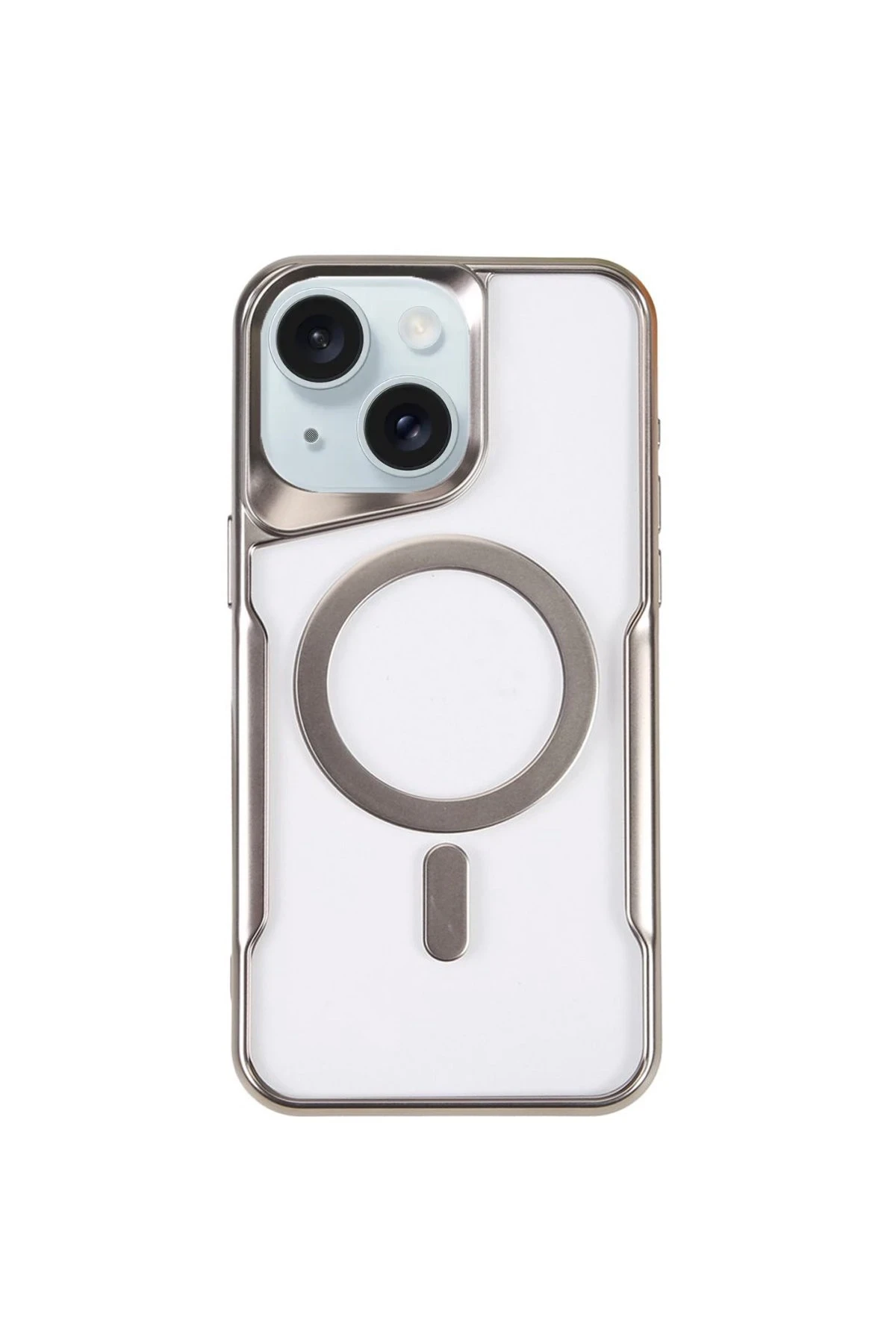 Newface iPhone 15 Plus Kılıf Boyi Magsafe Silikon Kapak - Gümüş