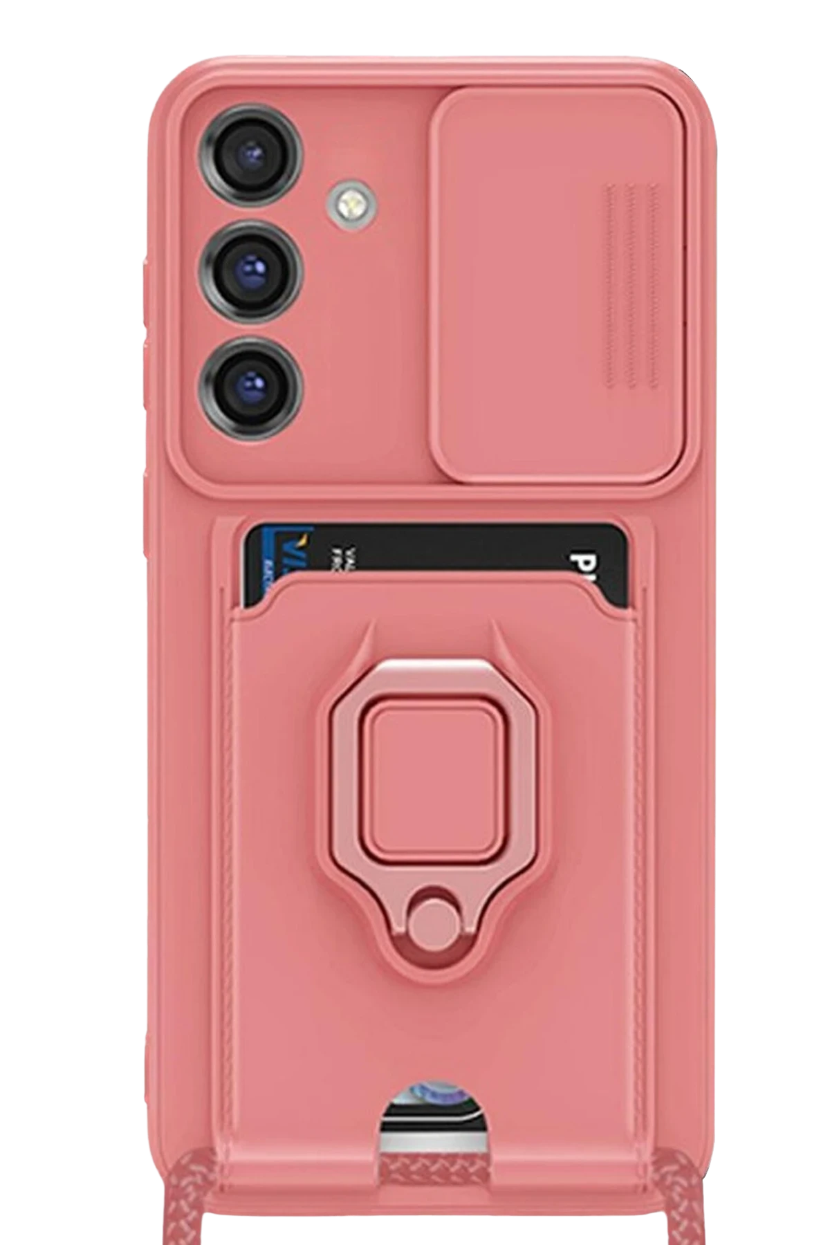 Newface Samsung Galaxy S25 Plus Kılıf Zuma Kartvizitli Yüzüklü Silikon - Pembe