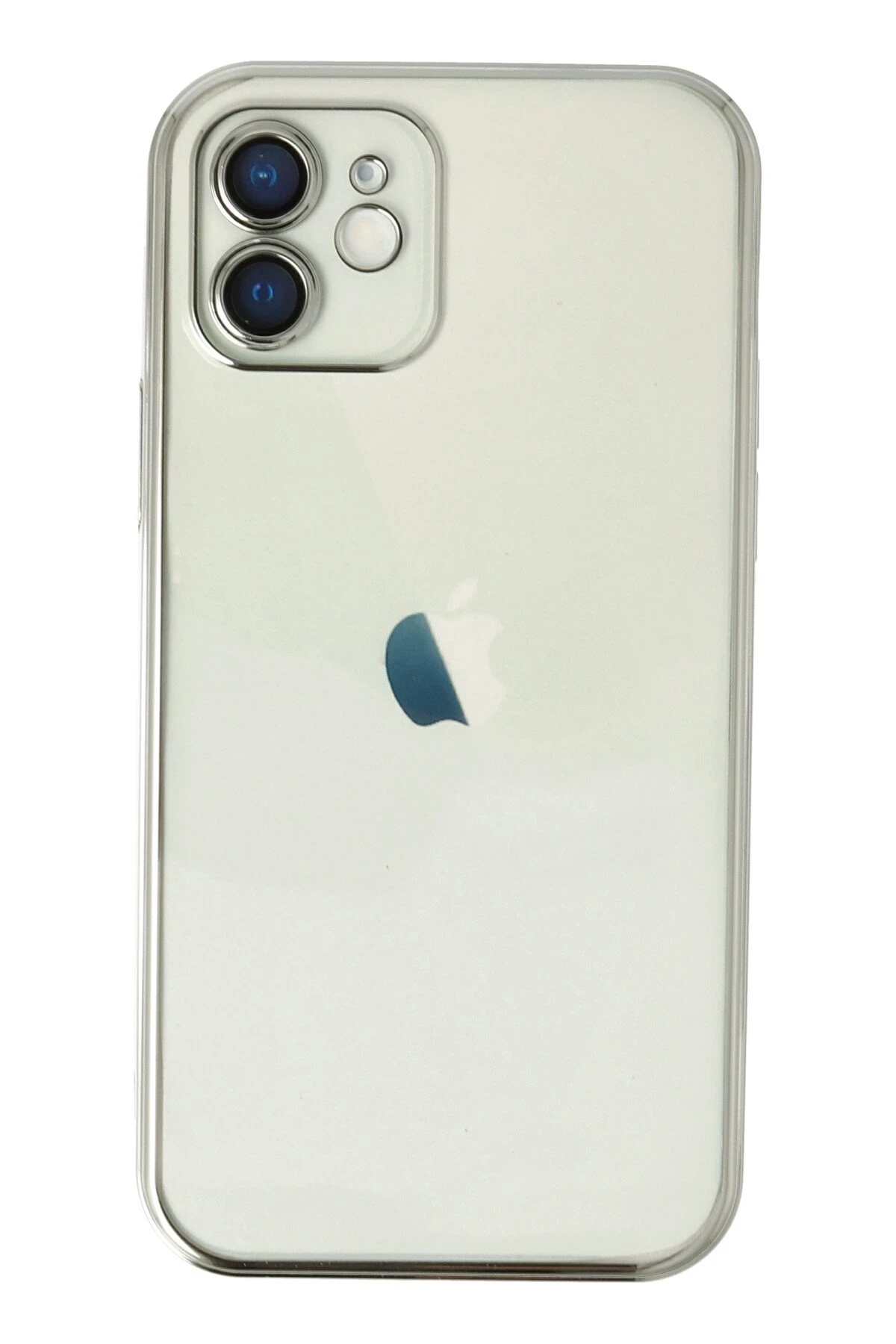 Newface iPhone 12 Kılıf Razer Lensli Silikon - Gümüş