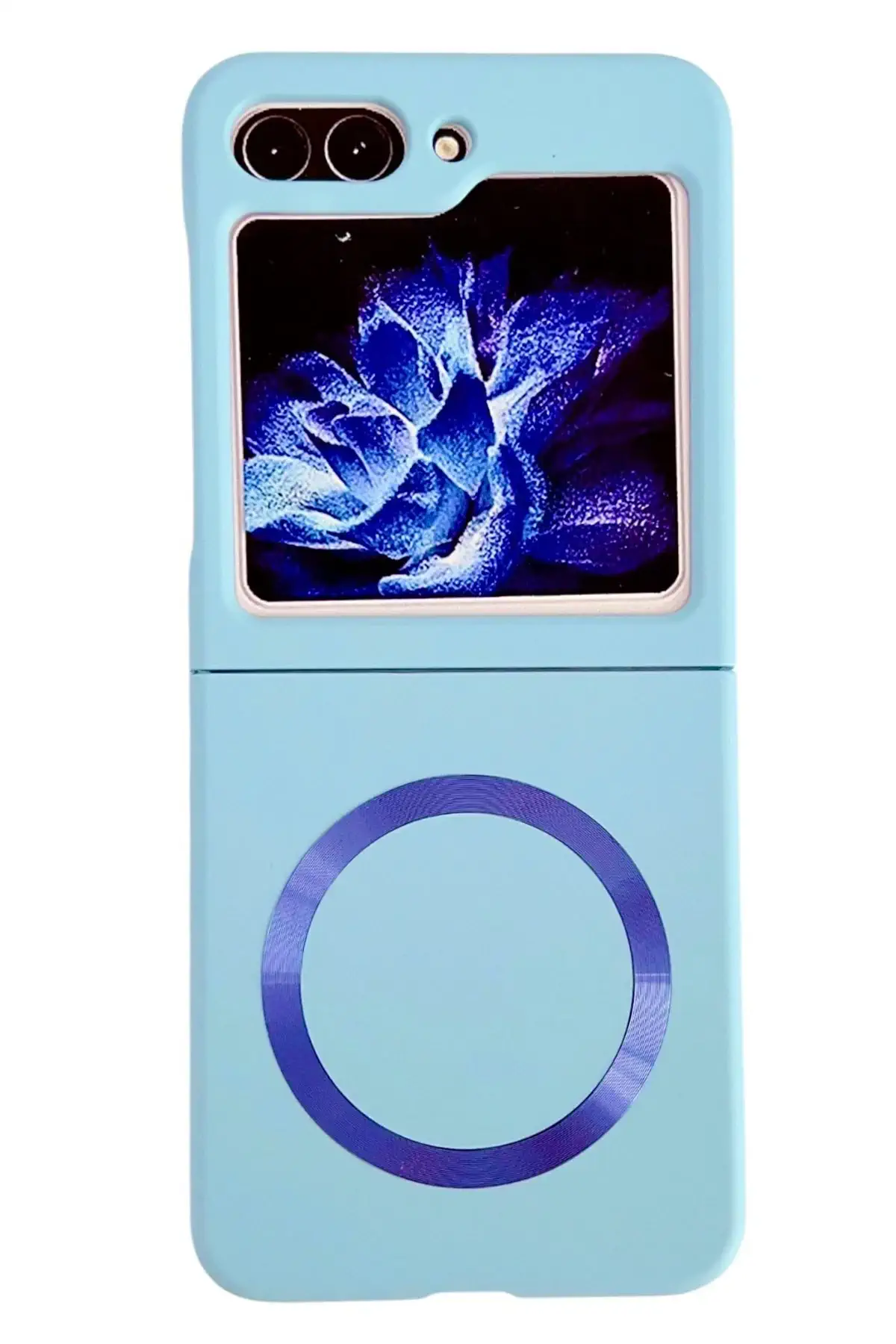 Newface Samsung Galaxy Z Flip 5 Kılıf Mata Fold Kapak - Sierra Blue