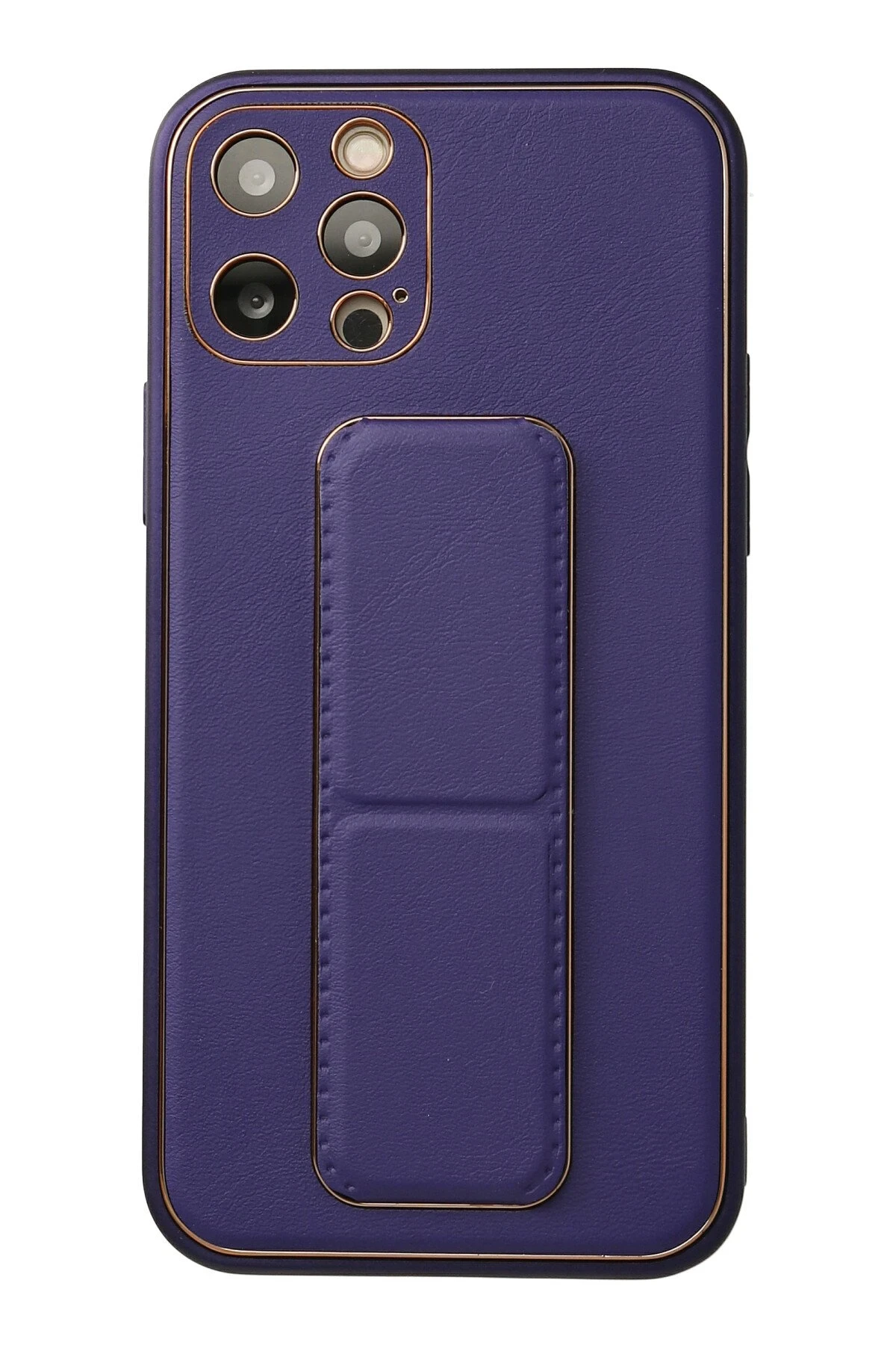 Newface iPhone 12 Pro Kılıf Coco Deri Standlı Kapak - Mor
