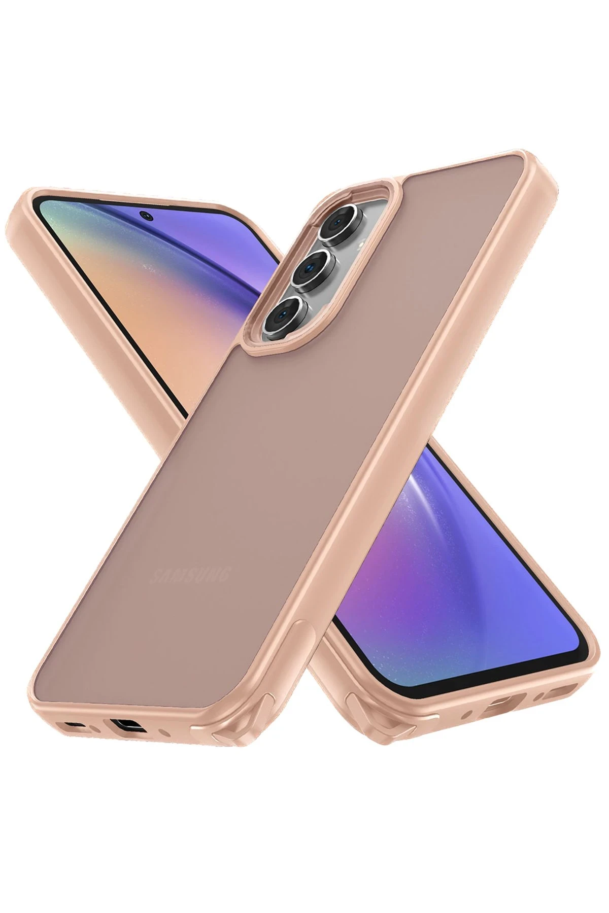 Newface Samsung Galaxy A14 4G Kılıf Elegant Kapak - Pudra