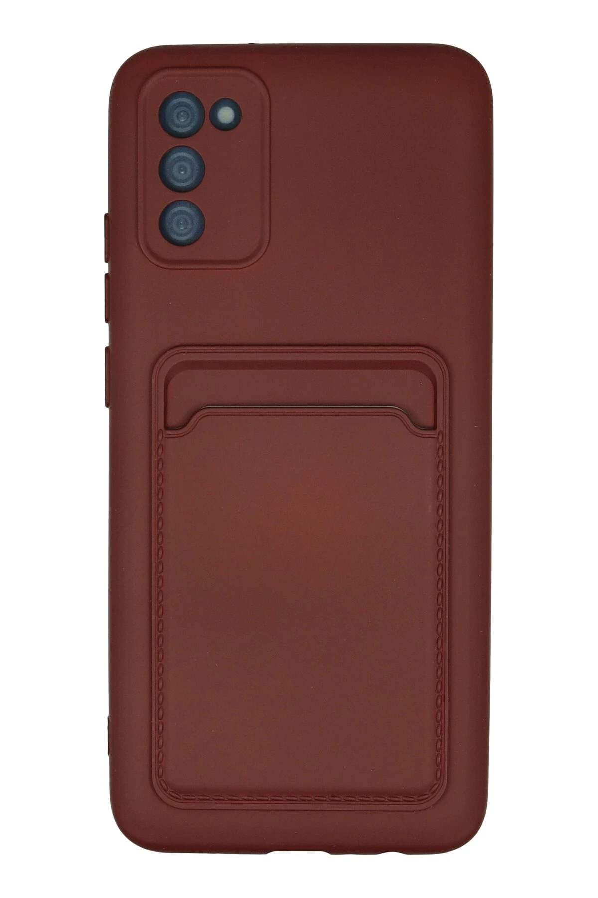 Newface Samsung Galaxy A02S Kılıf Kelvin Kartvizitli Silikon - Bordo