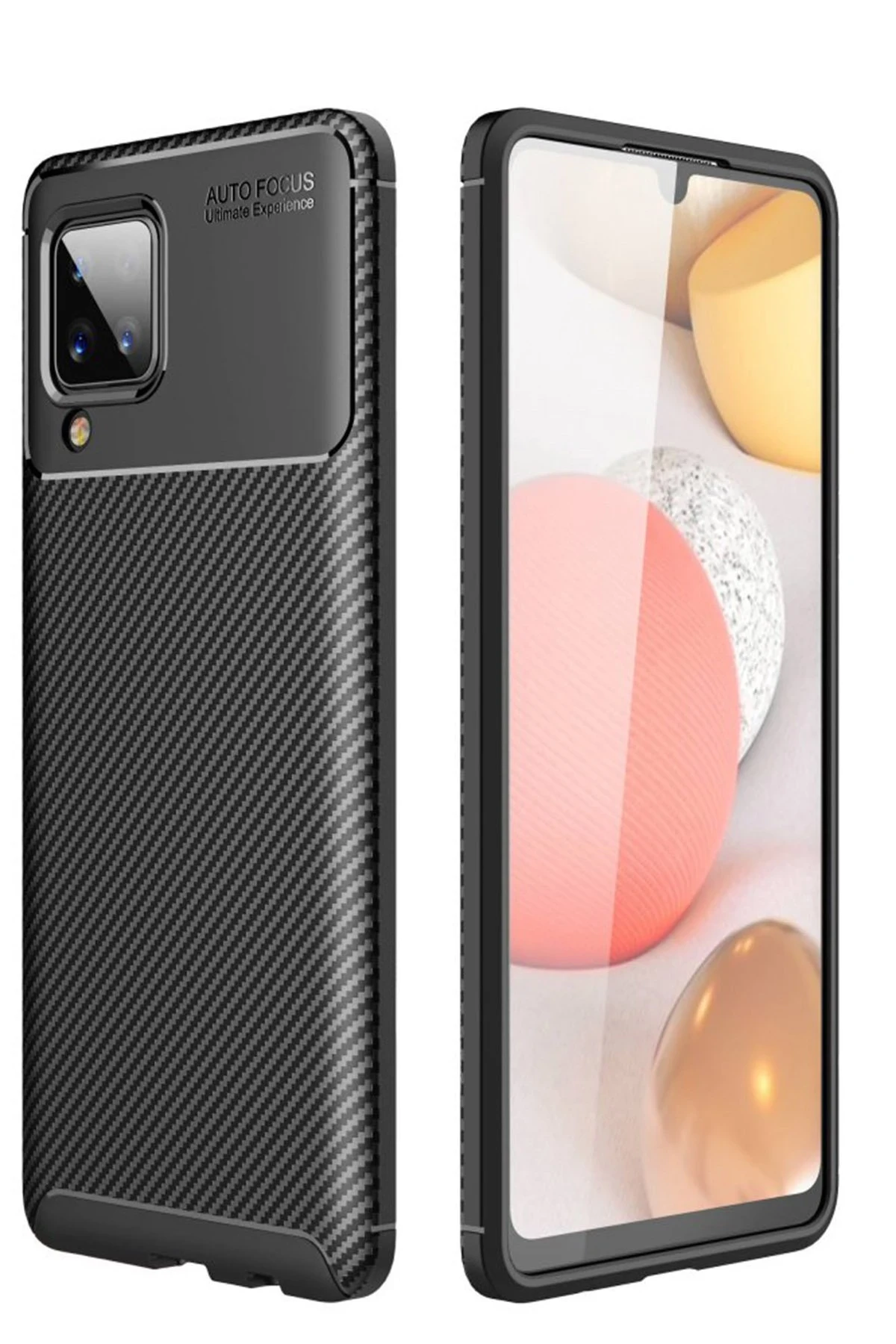 Newface Samsung Galaxy A22 Kılıf Auto Focus Karbon Kapak - Siyah