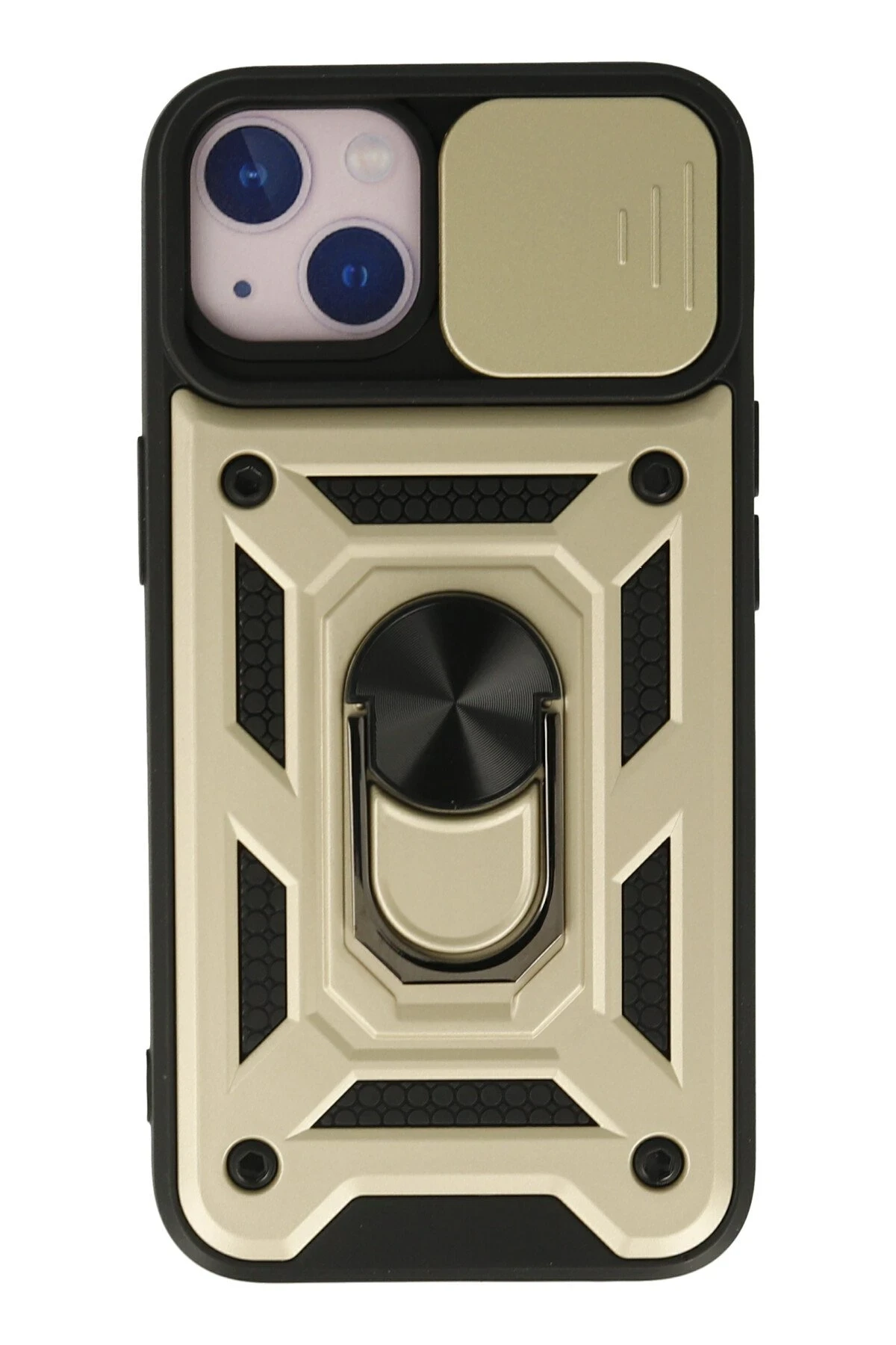 Newface iPhone 13 Kılıf Pars Lens Yüzüklü Silikon - Gold