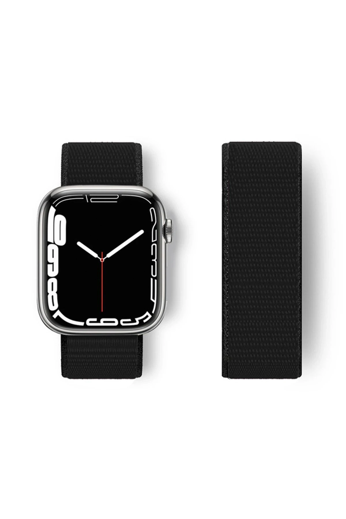 Newface Apple Watch 38mm Hasırlı Cırtcırtlı Kordon - Siyah