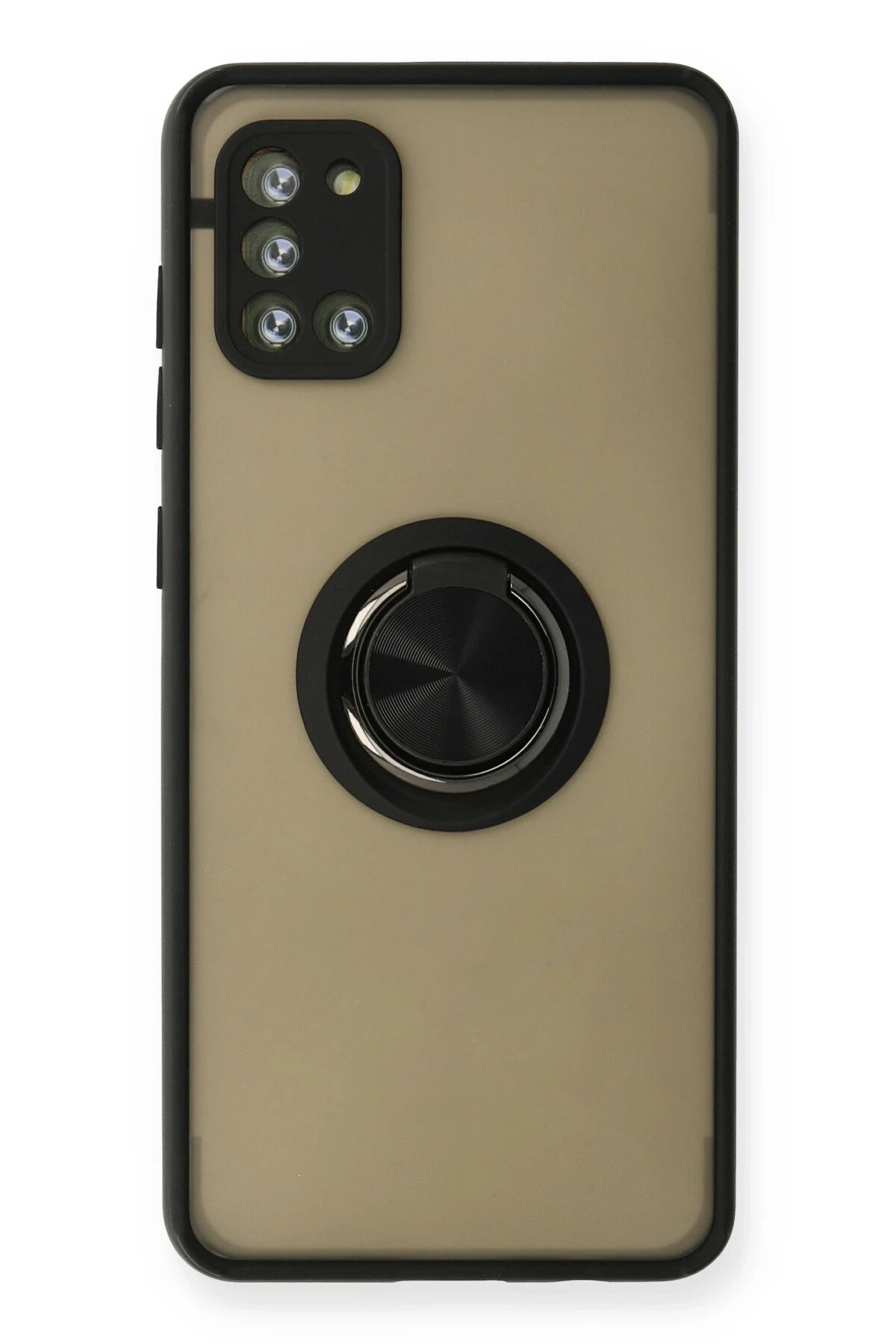 Newface Samsung Galaxy A31 Kılıf Montreal Yüzüklü Silikon Kapak - Siyah
