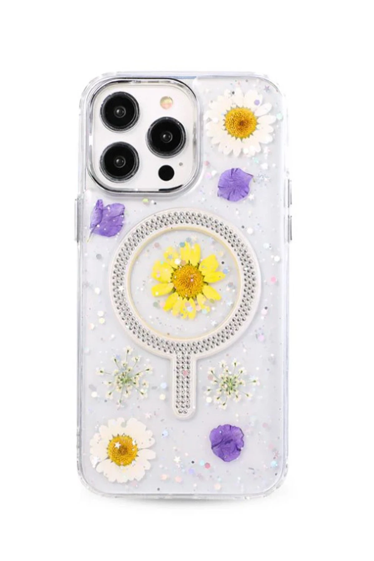 Newface iPhone 14 Pro Flower Magsafe Kapak - Sarı