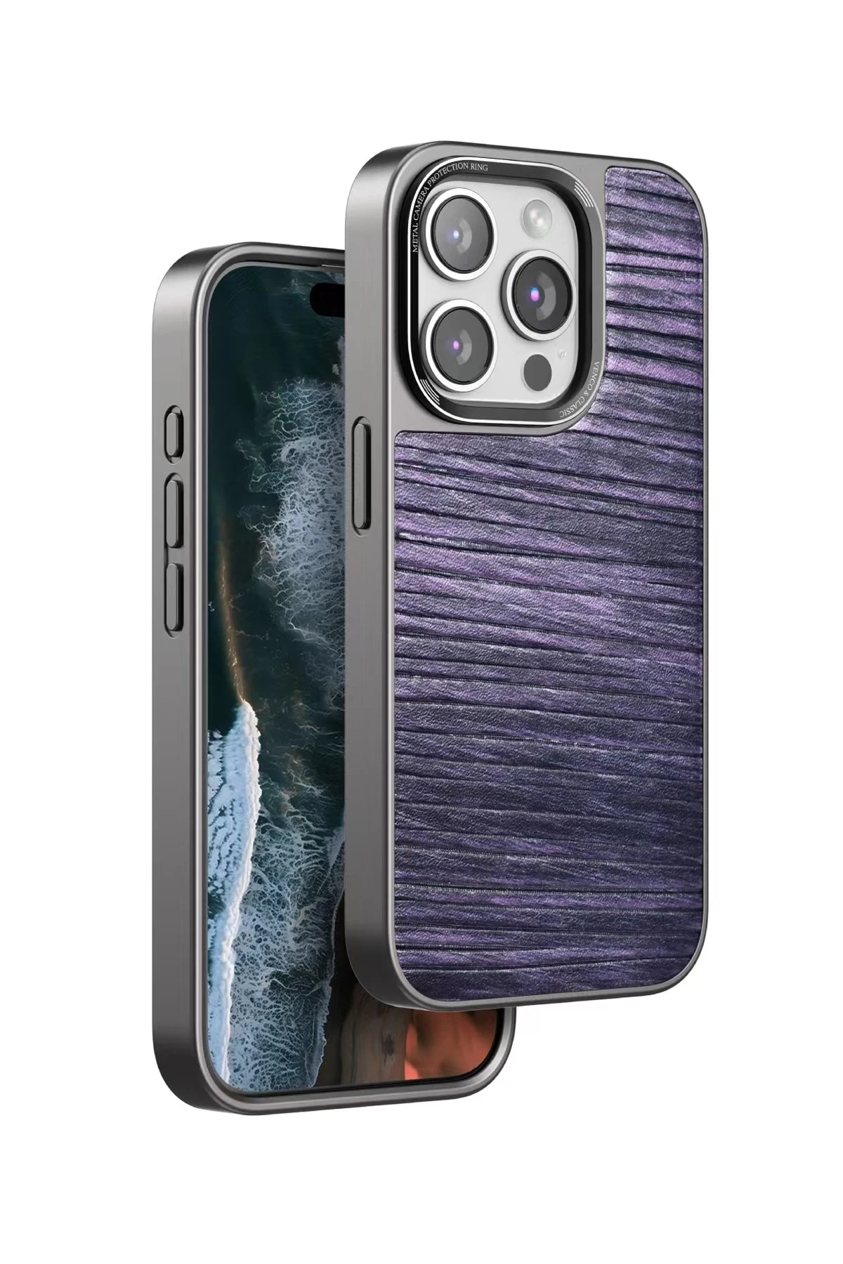 Venco iPhone 15 Pro Wave Kapak - Derin Mor