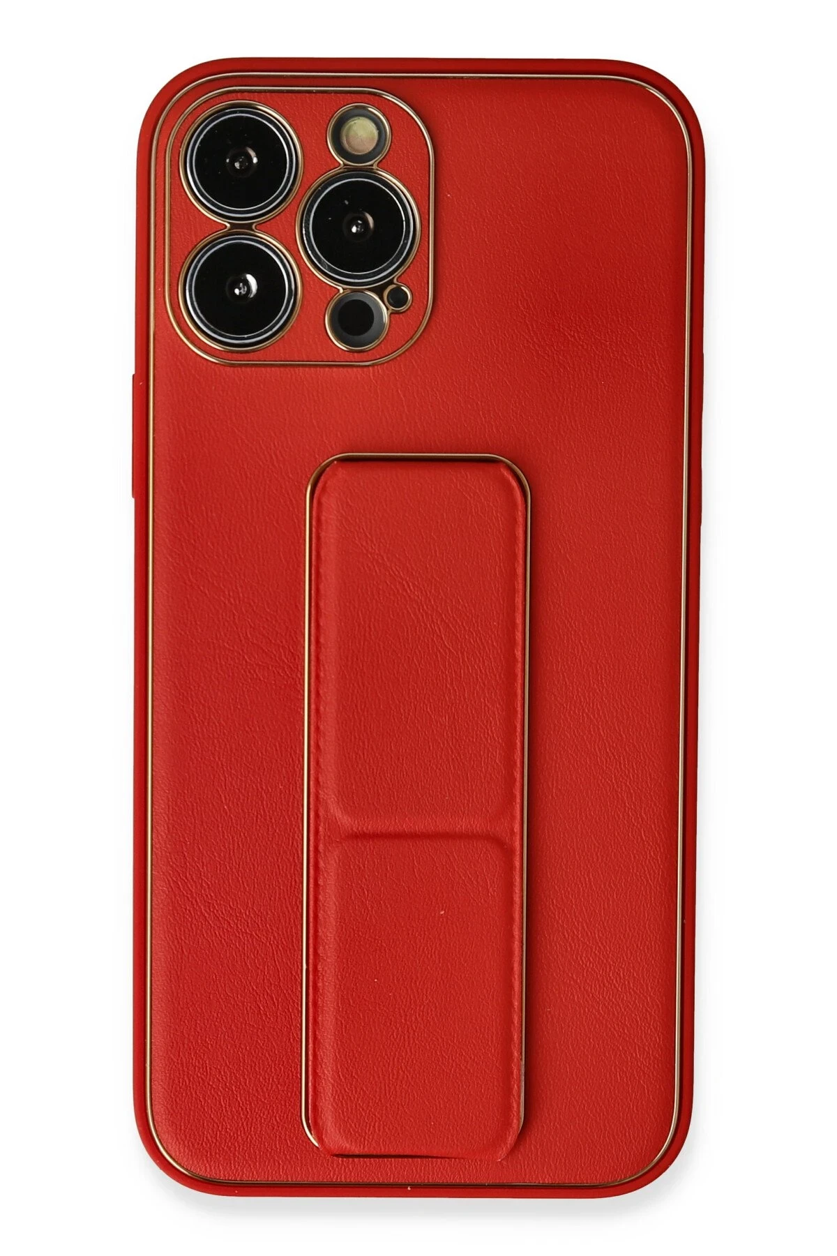 Newface iPhone 13 Pro Kılıf Coco Deri Standlı Kapak - Kırmızı