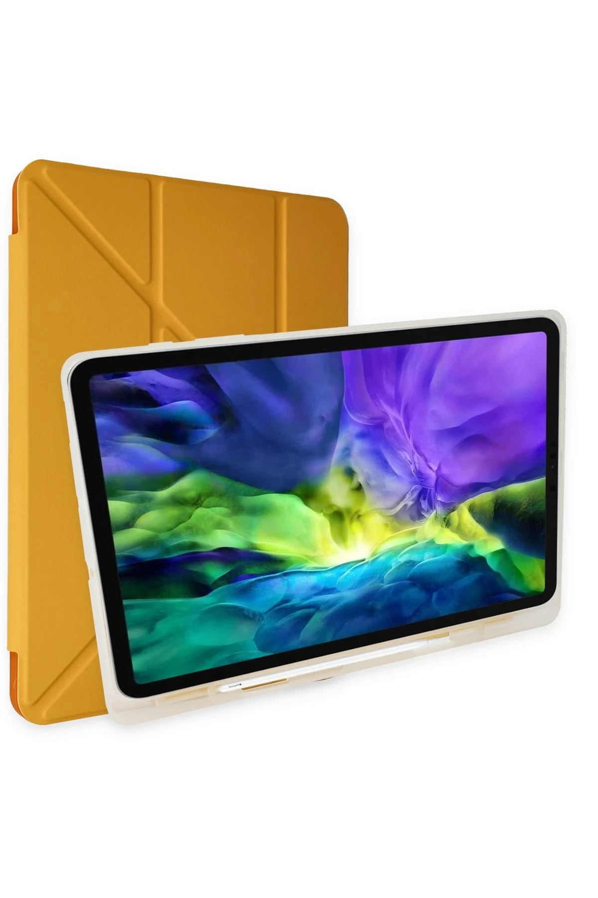 Newface iPad 9.7 (2018) Kılıf Kalemlikli Mars Tablet Kılıfı - Sarı