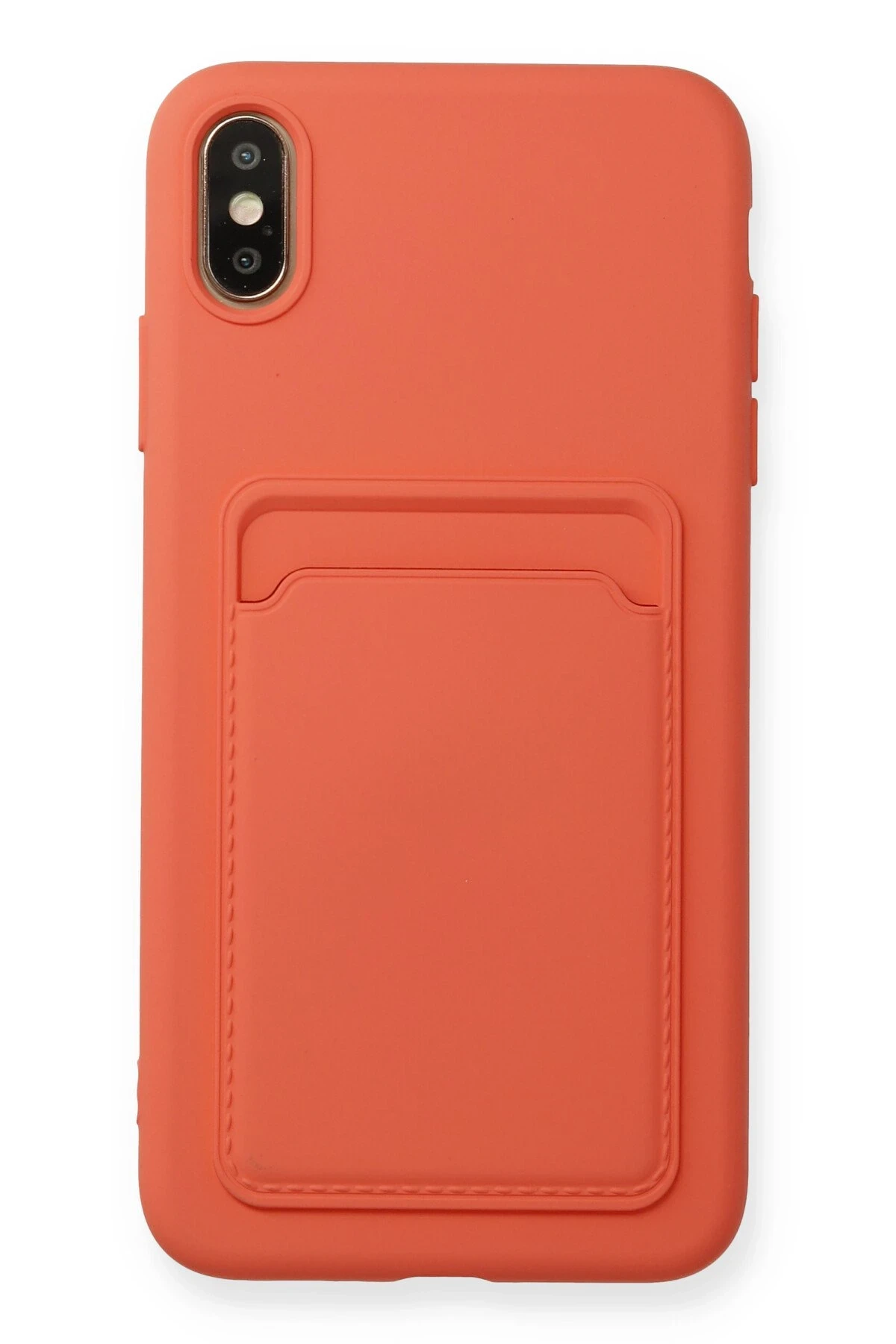 Newface iPhone XS Max Kılıf Kelvin Kartvizitli Silikon - Turuncu