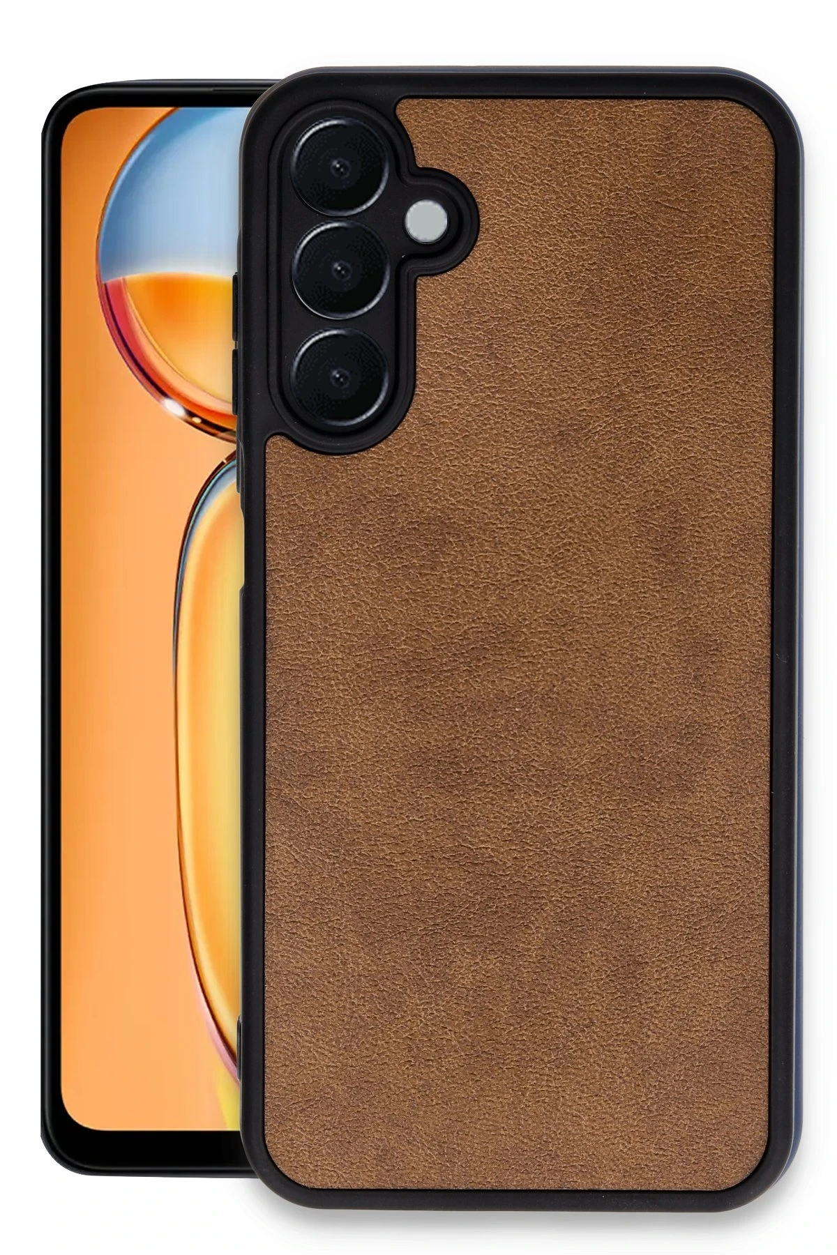 Newface Samsung Galaxy M15 Kılıf Aras Deri Kapak - Taba