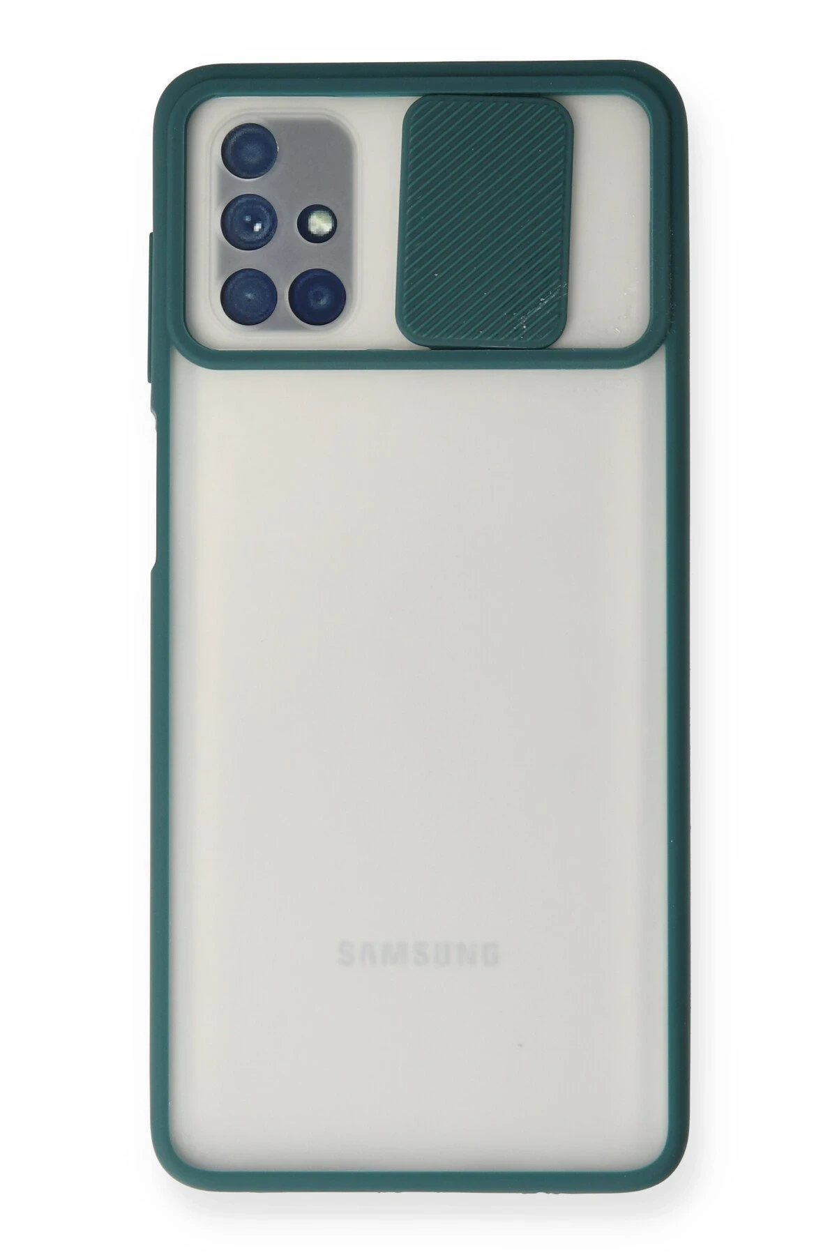Newface Samsung Galaxy M51 Kılıf Palm Buzlu Kamera Sürgülü Silikon - Yeşil