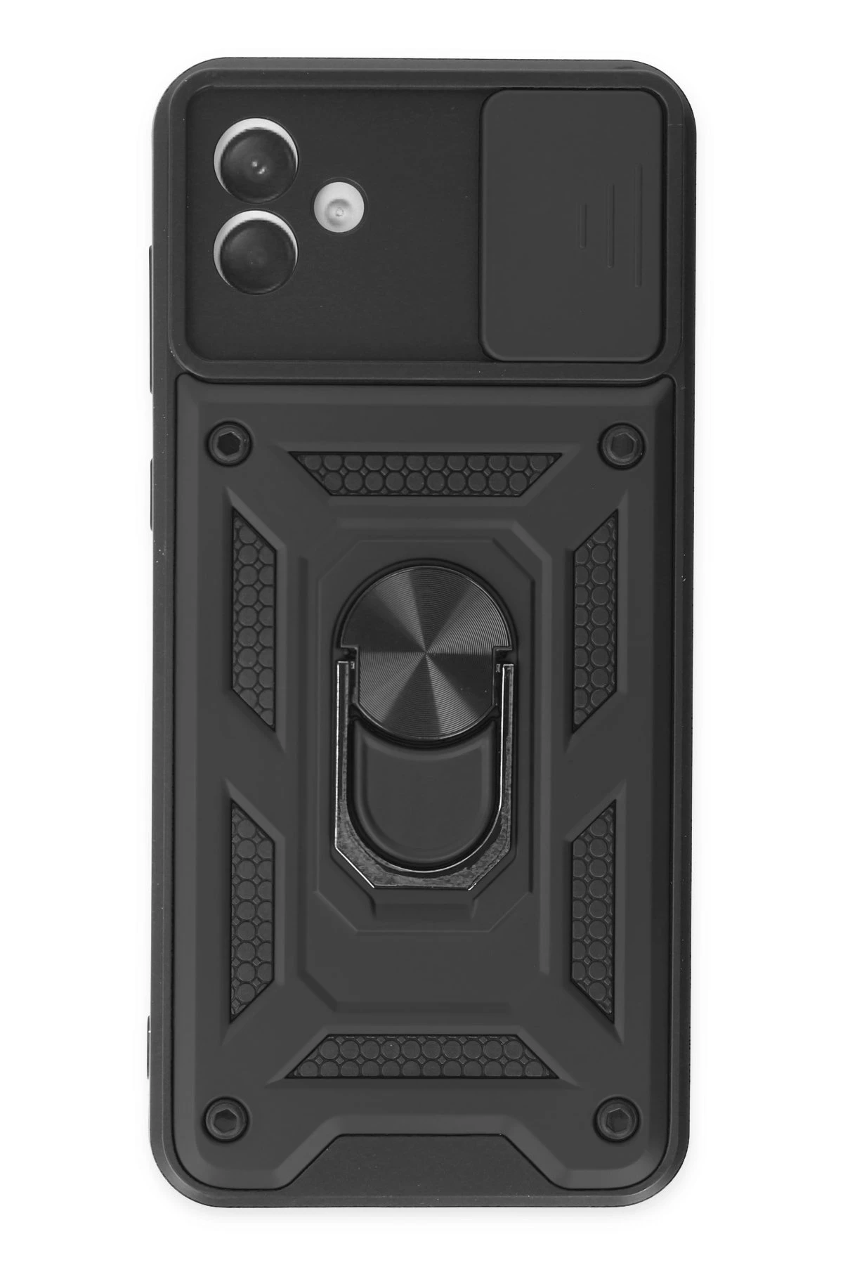 Newface Samsung Galaxy A04 Kılıf Pars Lens Yüzüklü Silikon - Siyah