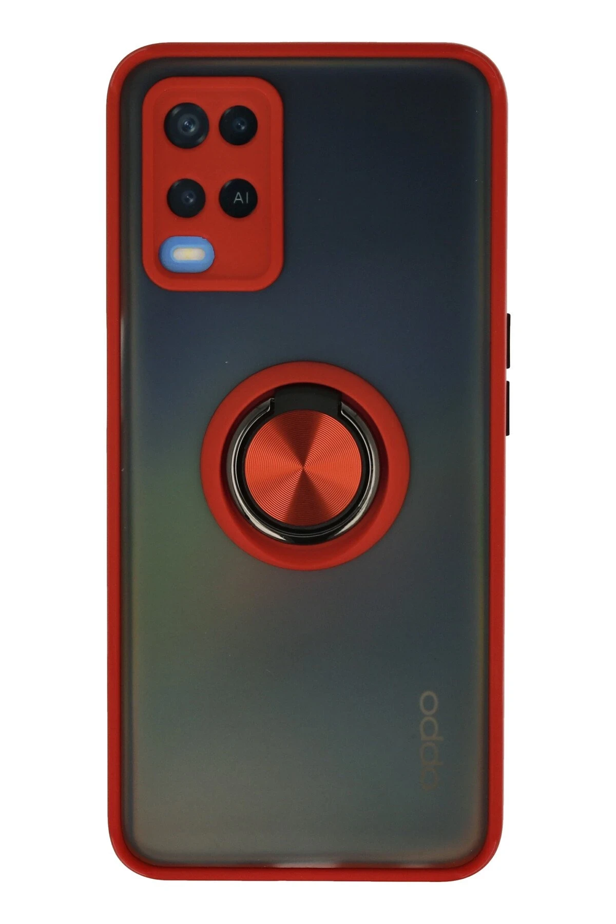 Newface Oppo A54 4G Kılıf Montreal Yüzüklü Silikon Kapak - Kırmızı