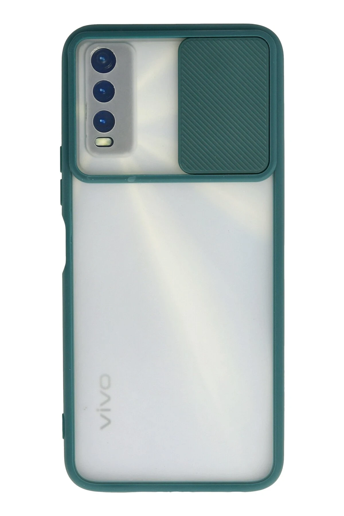 Newface Vivo Y11S Kılıf Palm Buzlu Kamera Sürgülü Silikon - Yeşil
