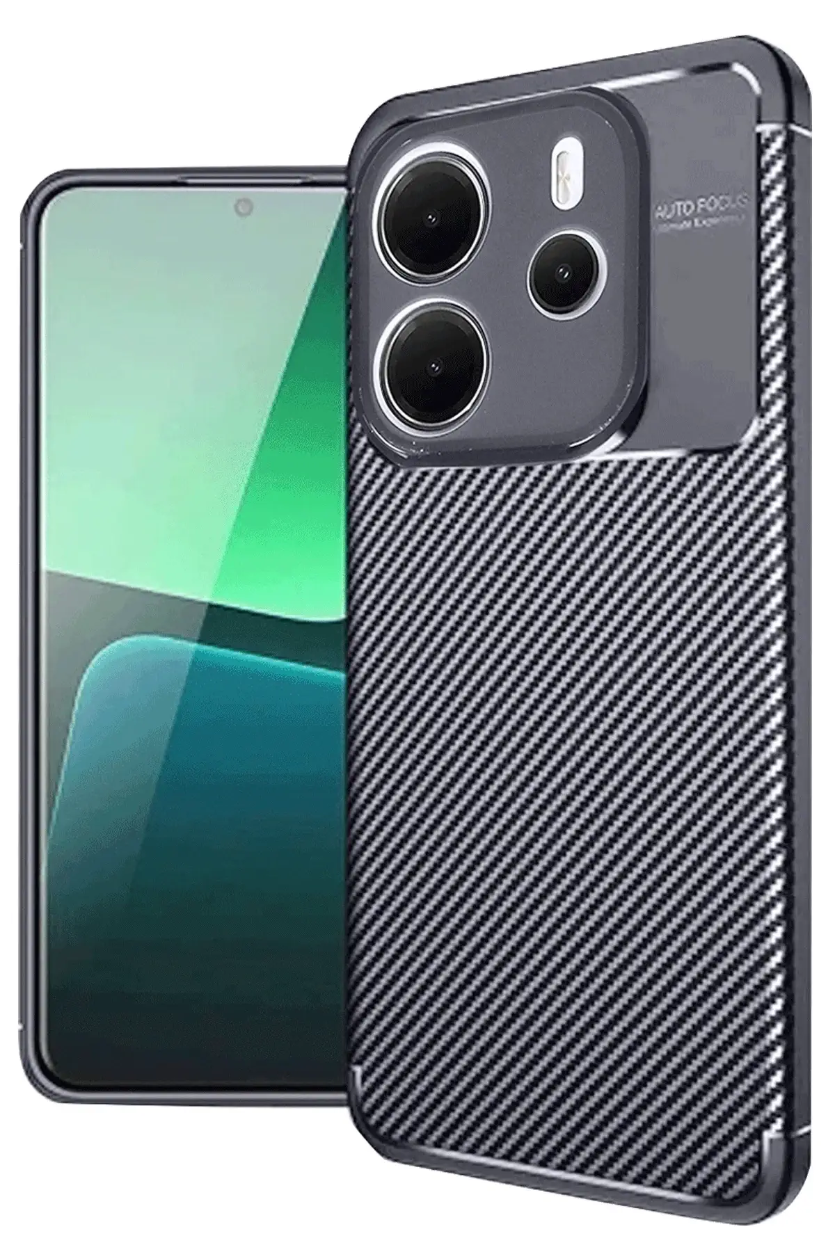 Newface Xiaomi Redmi Note 14 4G Kılıf Auto Focus Karbon Kapak - Lacivert