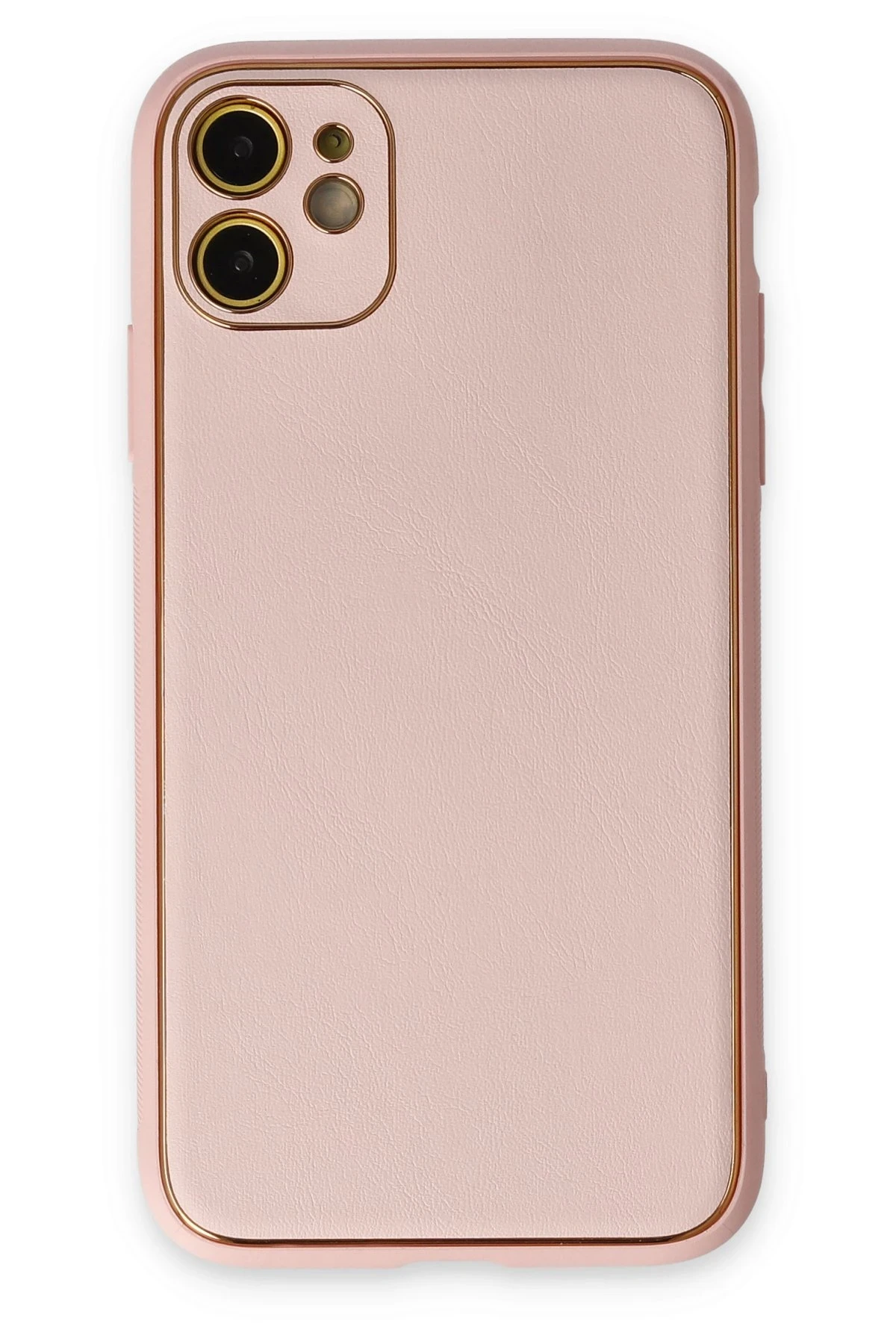 Newface iPhone 12 Kılıf Coco Deri Silikon Kapak - Pudra