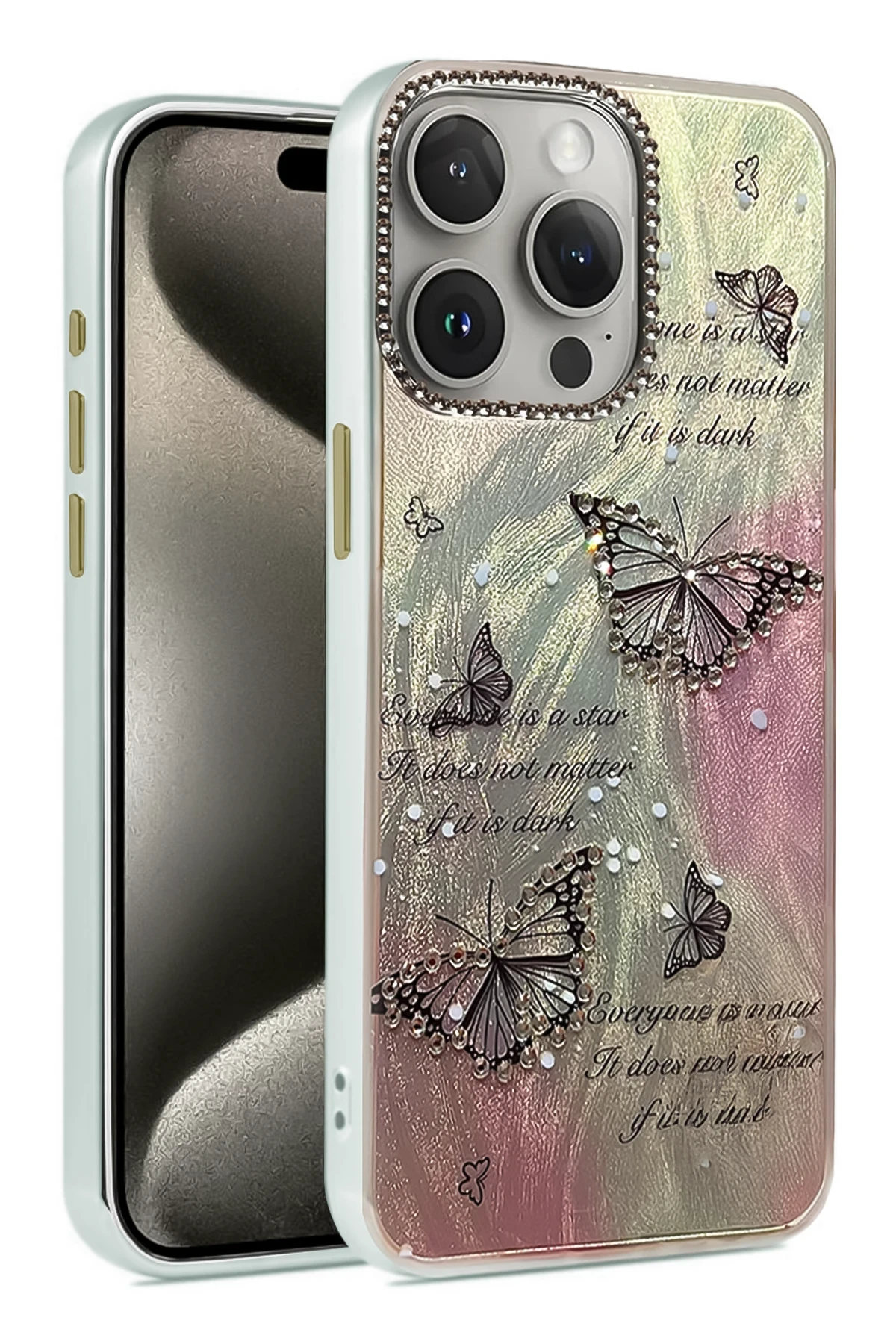 Newface iPhone 15 Pro Kılıf Blade Aynalı Desenli Kapak - Desen 6