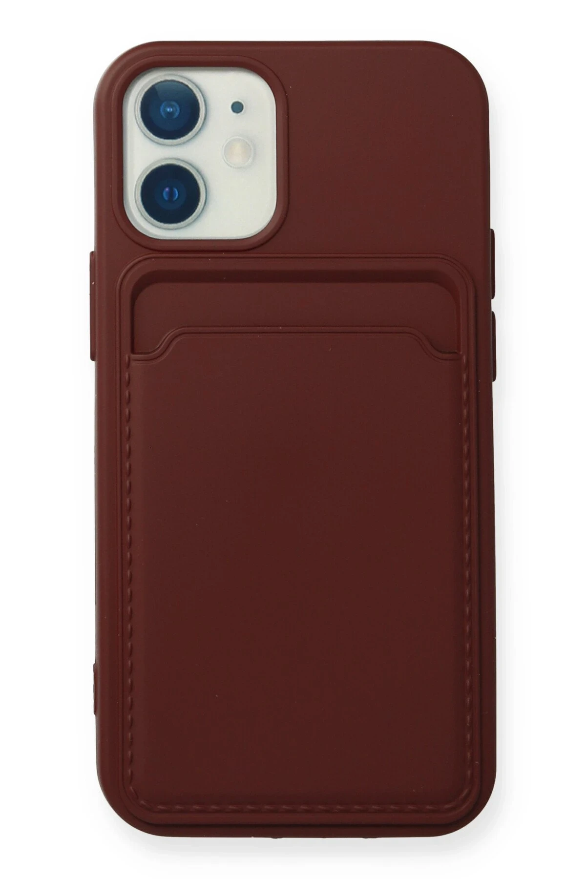 Newface iPhone 12 Mini Kılıf Kelvin Kartvizitli Silikon - Bordo