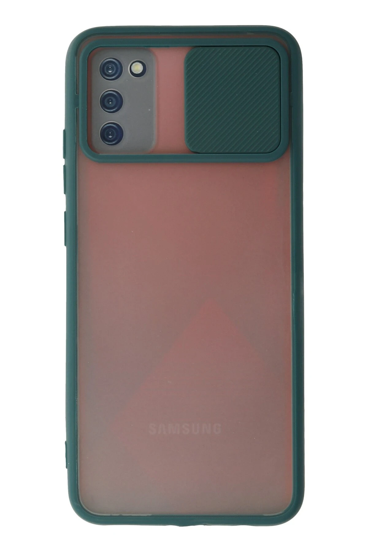 Newface Samsung Galaxy A02S Kılıf Palm Buzlu Kamera Sürgülü Silikon - Yeşil